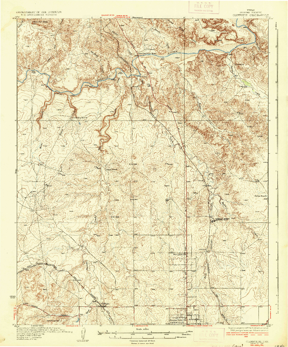 USGS 1:62500-SCALE QUADRANGLE FOR CLIFFSIDE, TX 1936