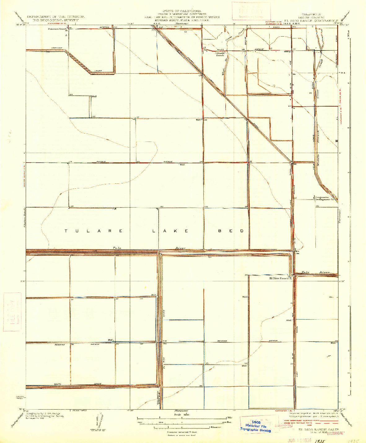 USGS 1:31680-SCALE QUADRANGLE FOR EL RICO RANCH, CA 1936