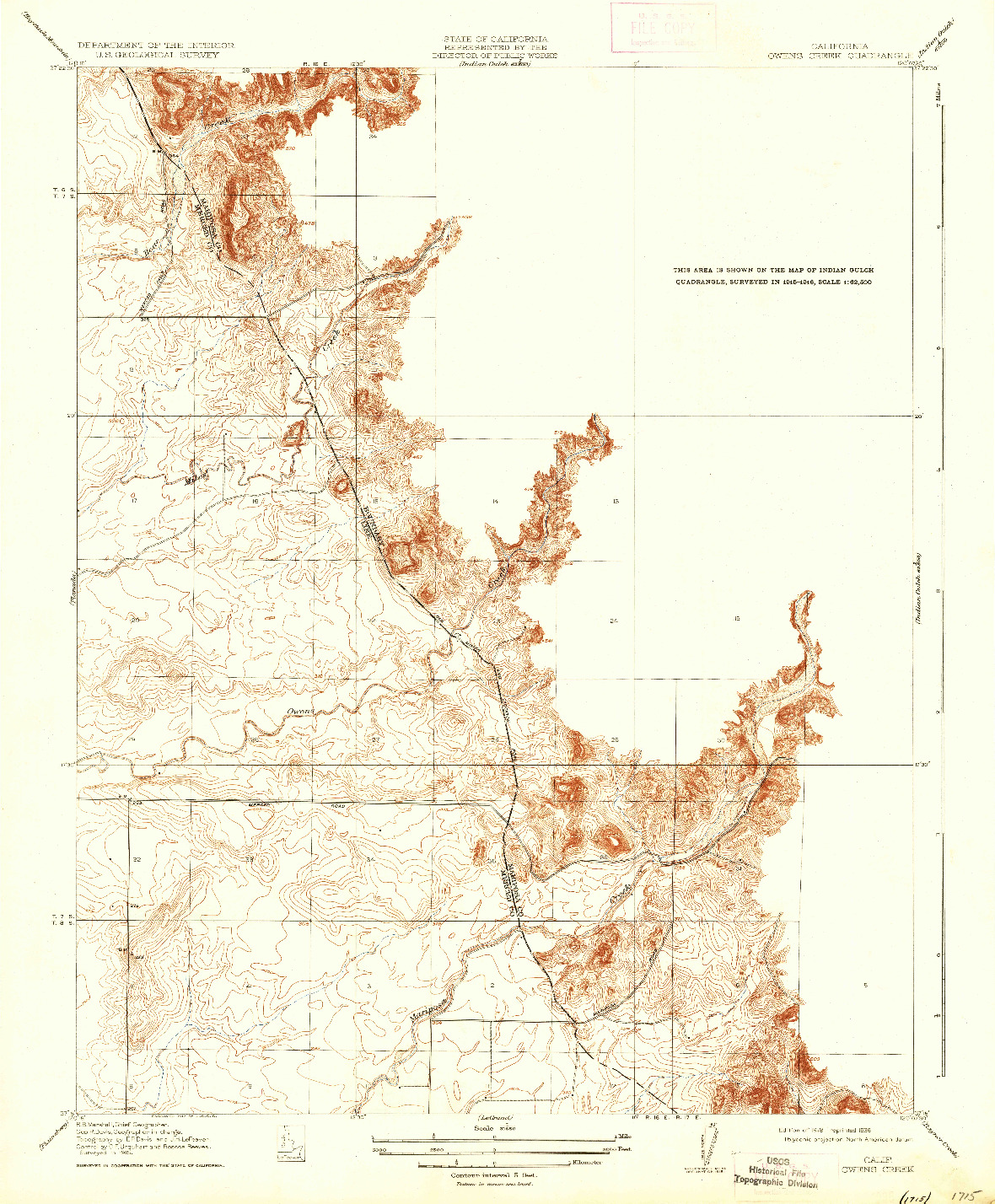 USGS 1:31680-SCALE QUADRANGLE FOR OWENS CREEK, CA 1918