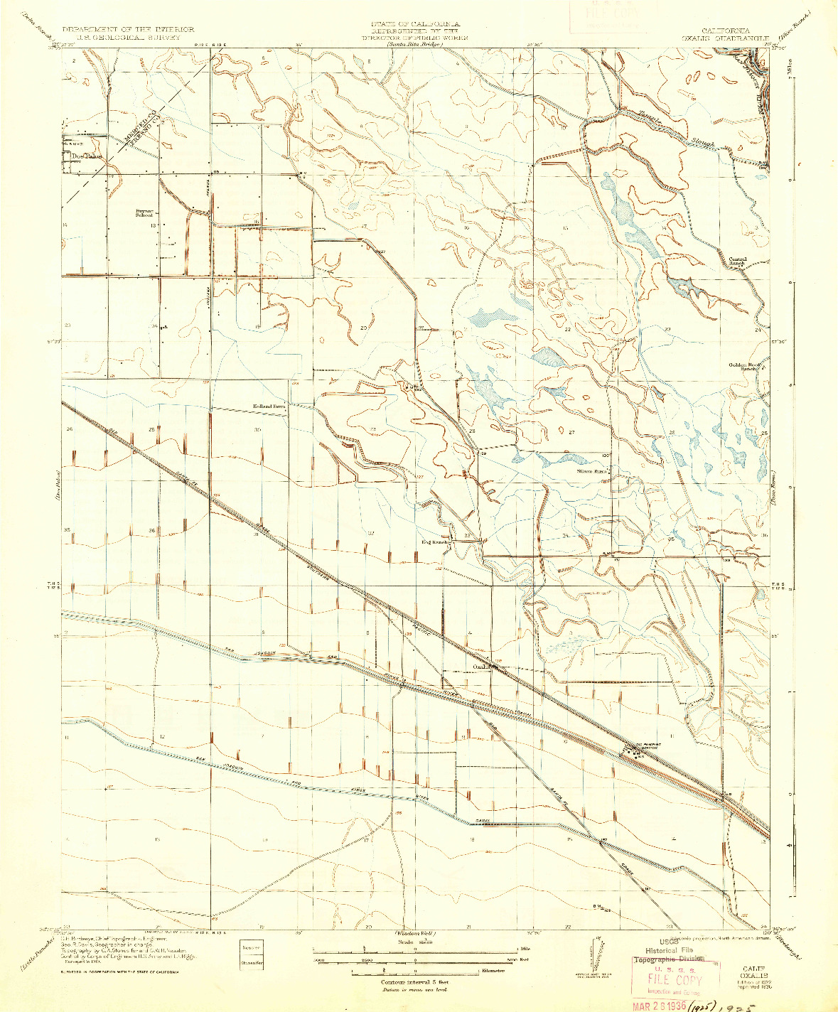 USGS 1:31680-SCALE QUADRANGLE FOR OXALIS, CA 1922