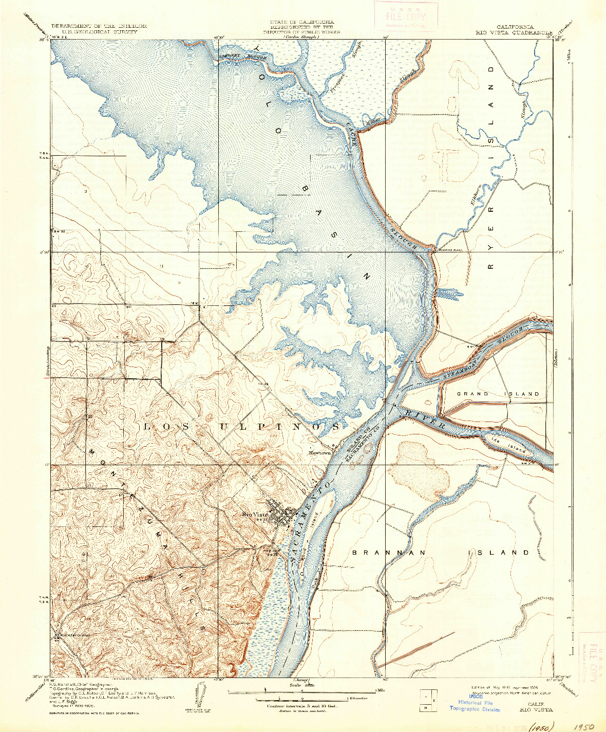 USGS 1:31680-SCALE QUADRANGLE FOR RIO VISTA, CA 1910