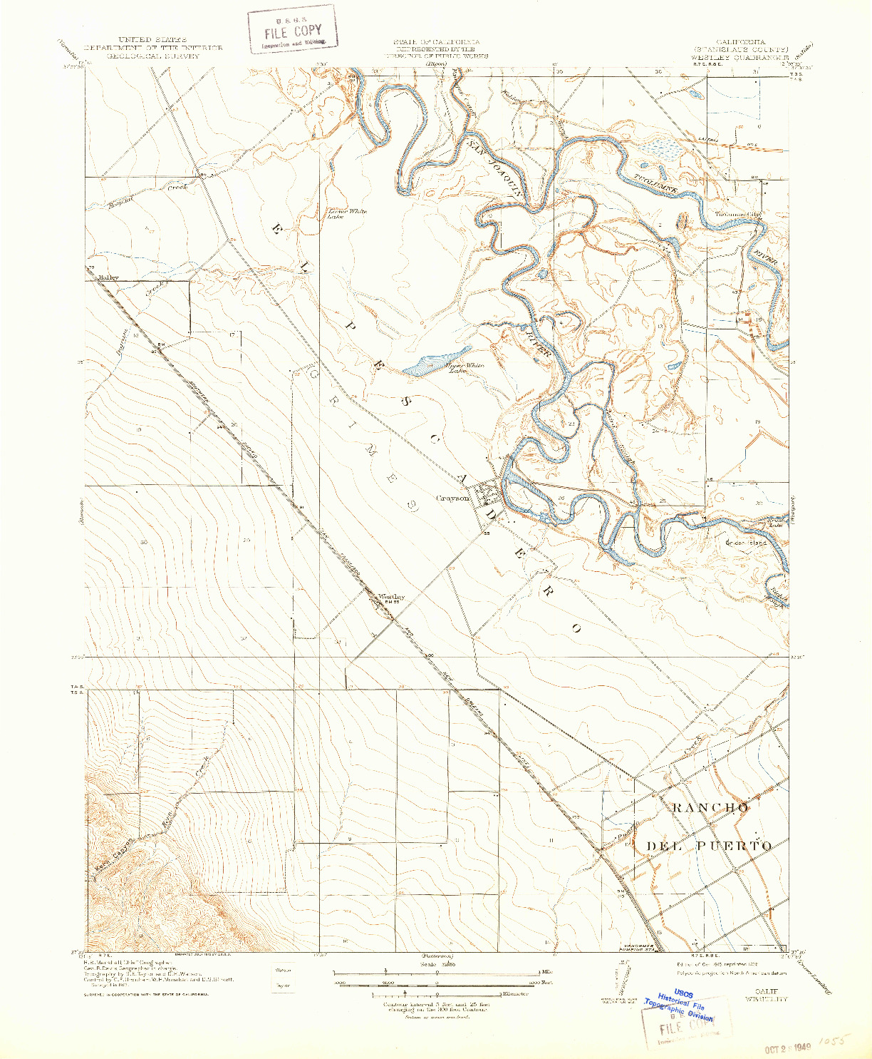 USGS 1:31680-SCALE QUADRANGLE FOR WESTLEY, CA 1915