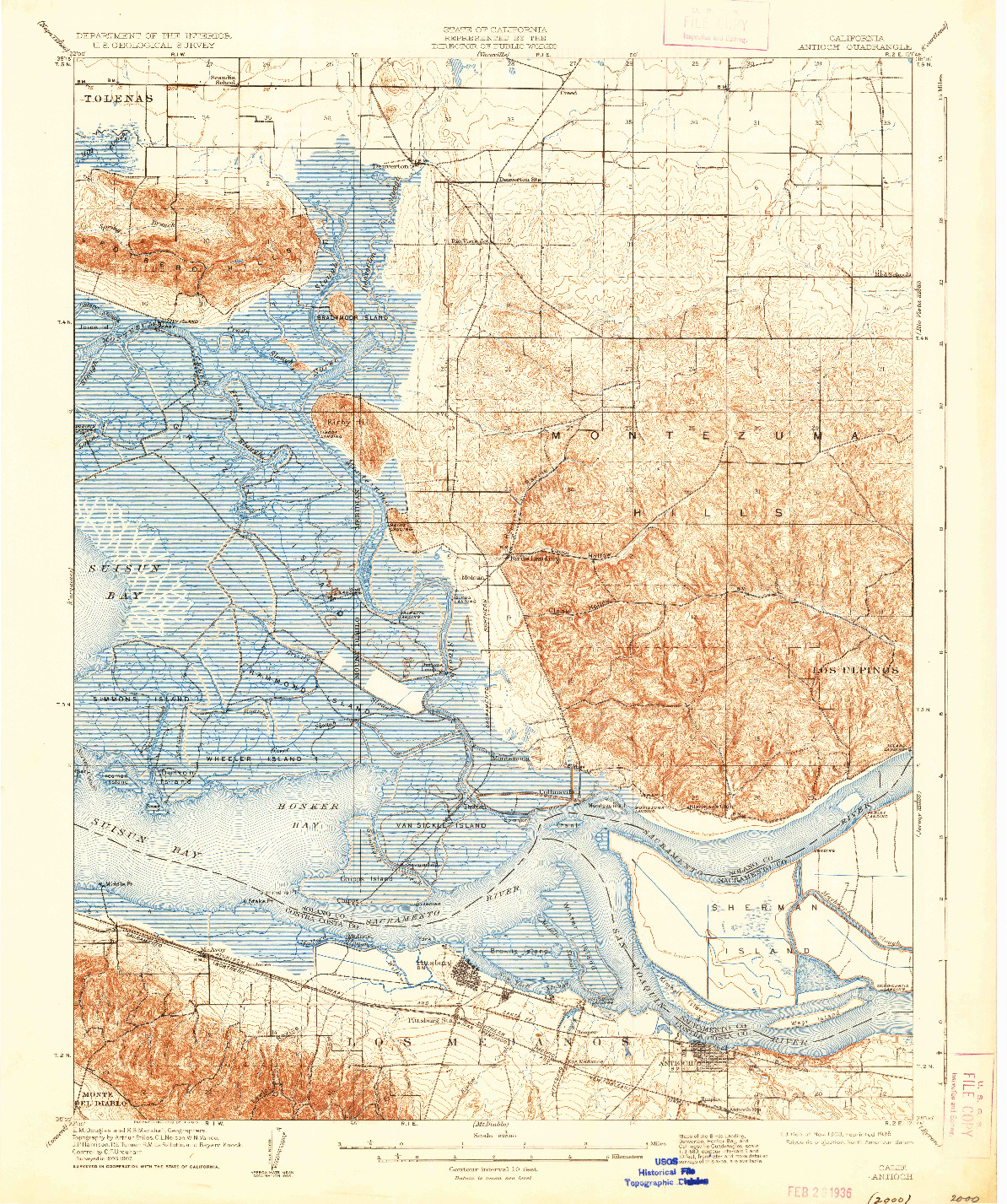 USGS 1:62500-SCALE QUADRANGLE FOR ANTIOCH, CA 1908