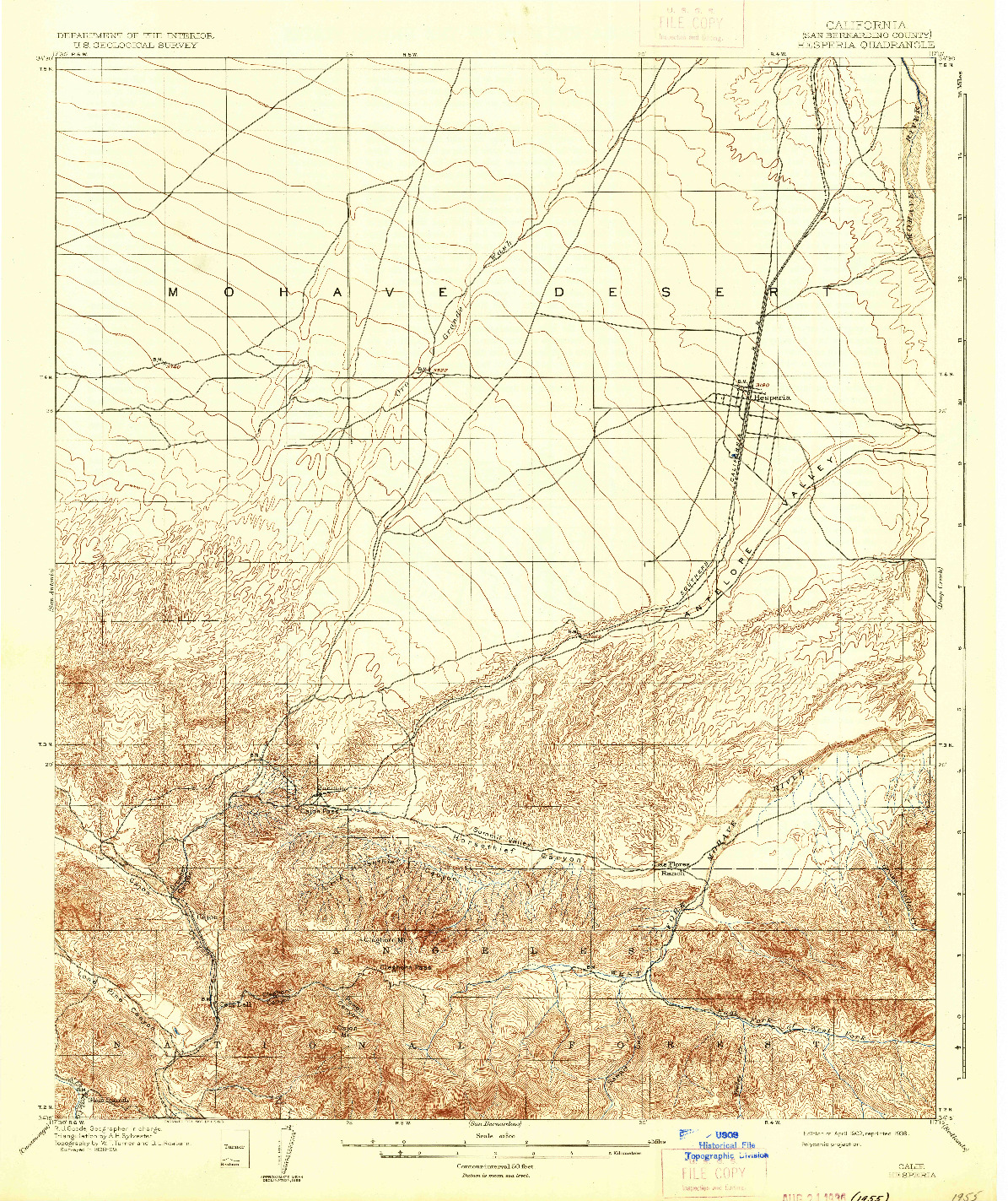 USGS 1:62500-SCALE QUADRANGLE FOR HESPERIA, CA 1902