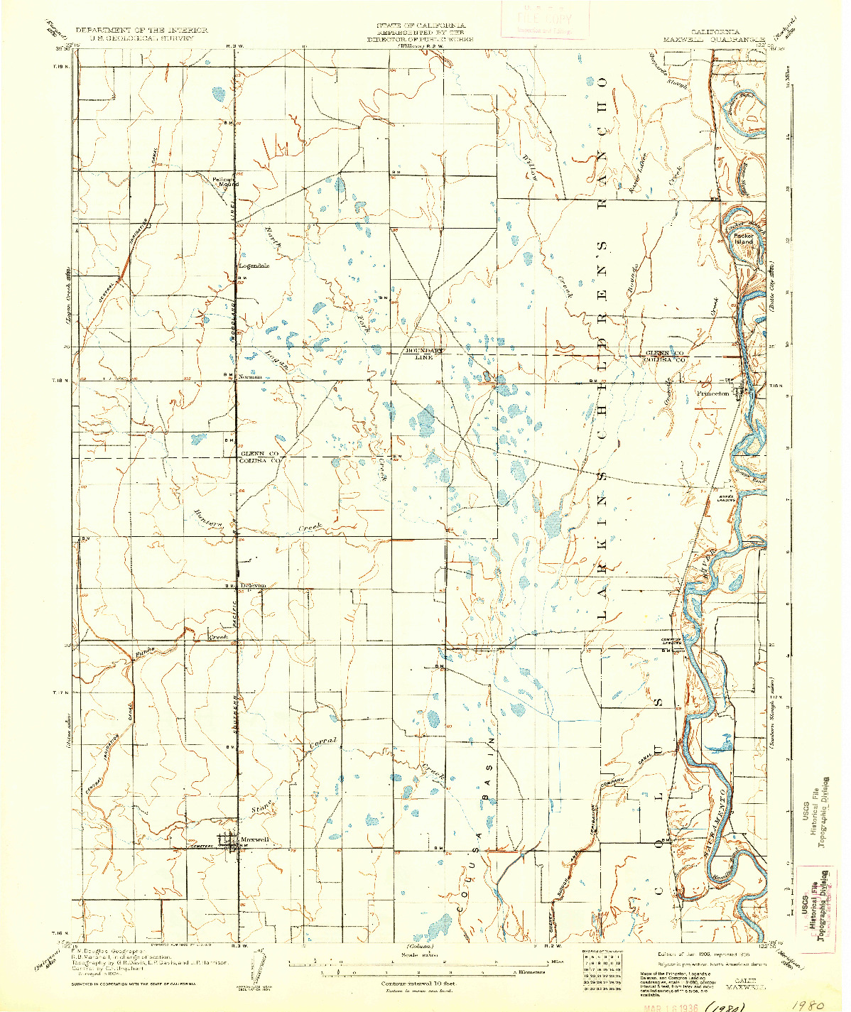 USGS 1:62500-SCALE QUADRANGLE FOR MAXWELL, CA 1906