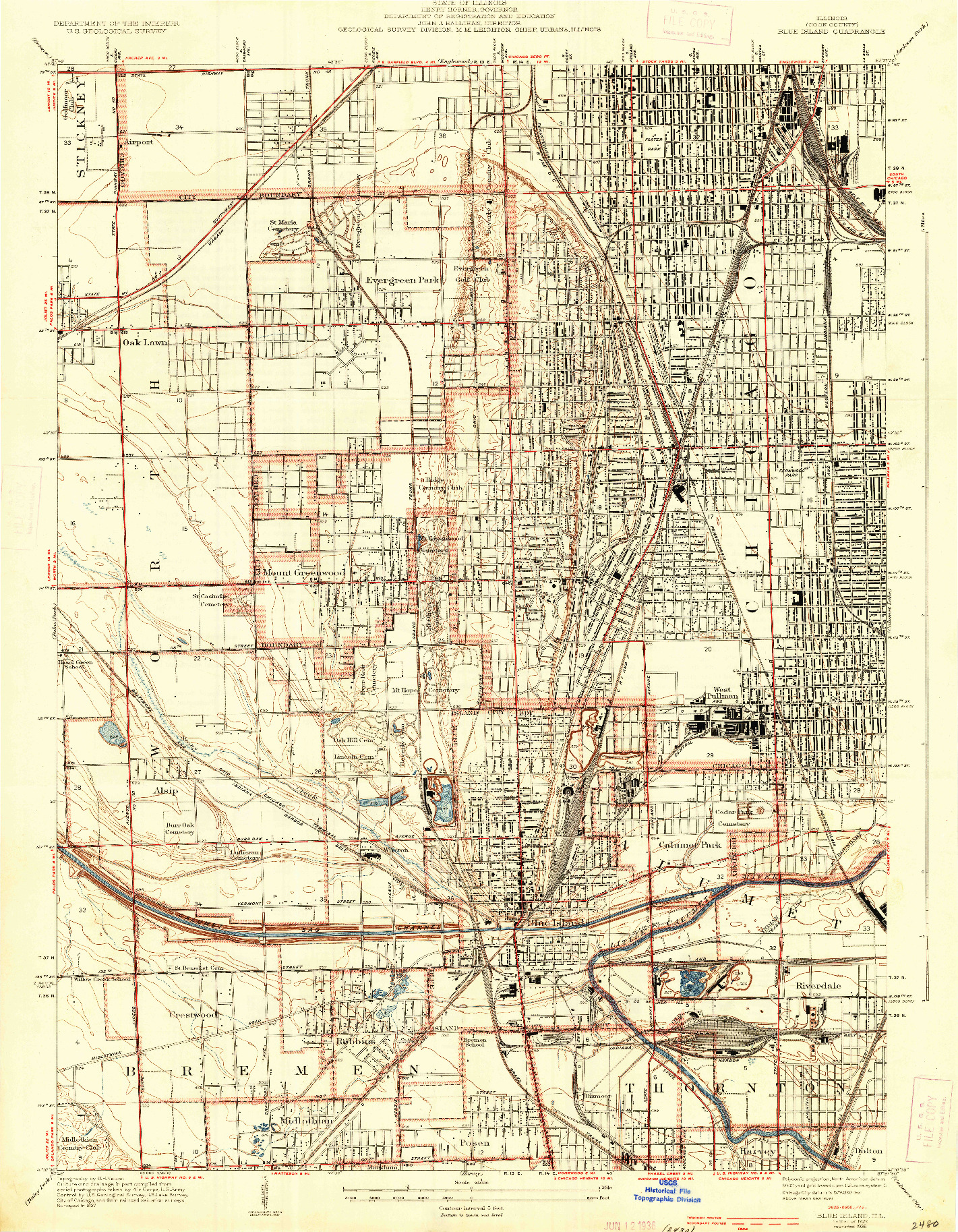 USGS 1:24000-SCALE QUADRANGLE FOR BLUE ISLAND, IL 1929