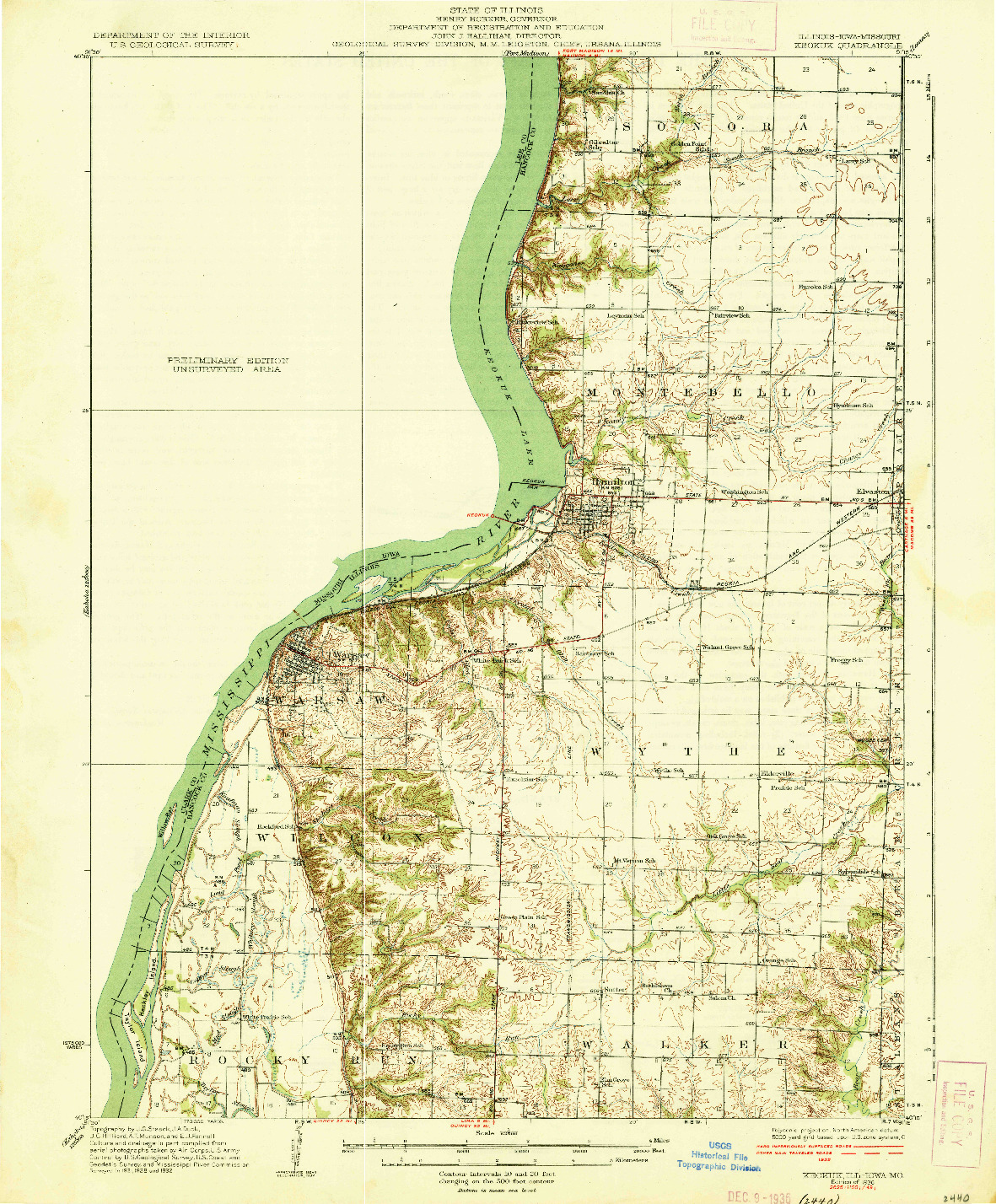 USGS 1:62500-SCALE QUADRANGLE FOR KEOKUK, IL 1936