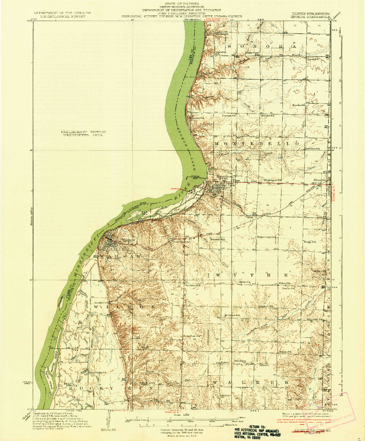 USGS 1:62500-SCALE QUADRANGLE FOR KEOKUK, IL 1936