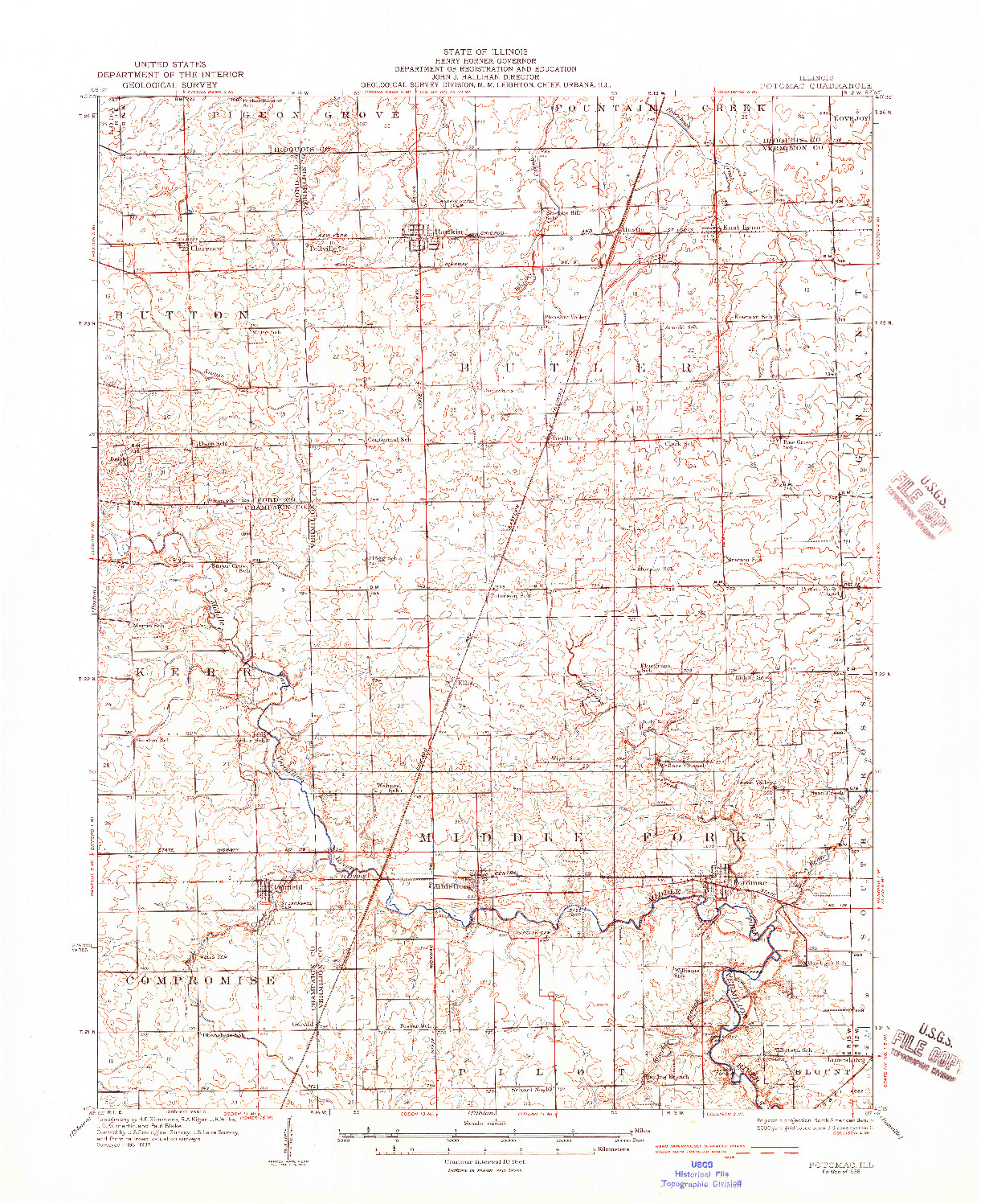USGS 1:62500-SCALE QUADRANGLE FOR POTOMAC, IL 1936