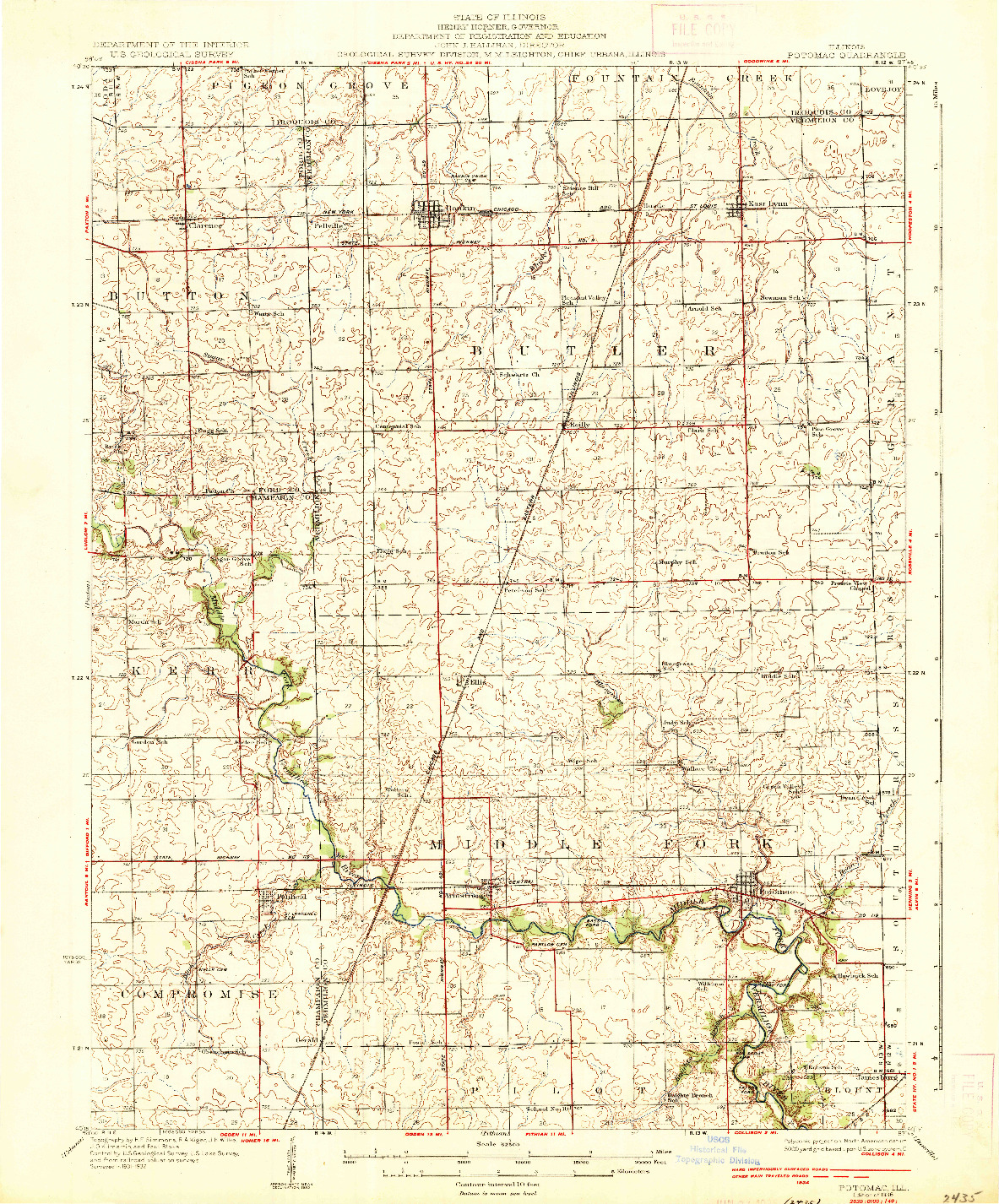 USGS 1:62500-SCALE QUADRANGLE FOR POTOMAC, IL 1936