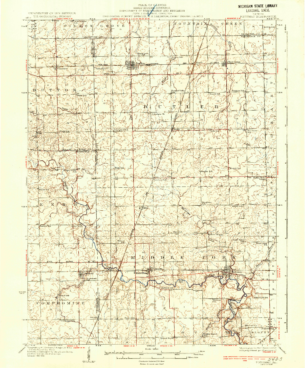 USGS 1:62500-SCALE QUADRANGLE FOR POTOMAC, IL 1936