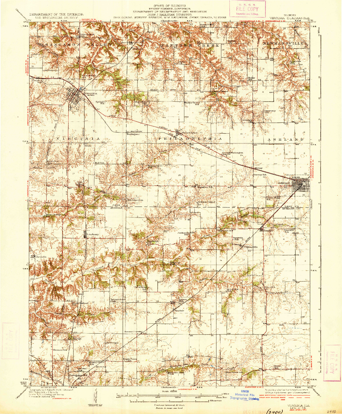 USGS 1:62500-SCALE QUADRANGLE FOR VIRGINIA, IL 1936