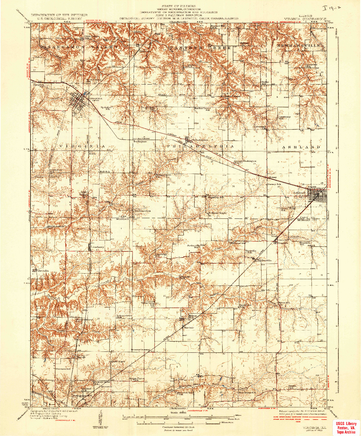 USGS 1:62500-SCALE QUADRANGLE FOR VIRGINIA, IL 1936