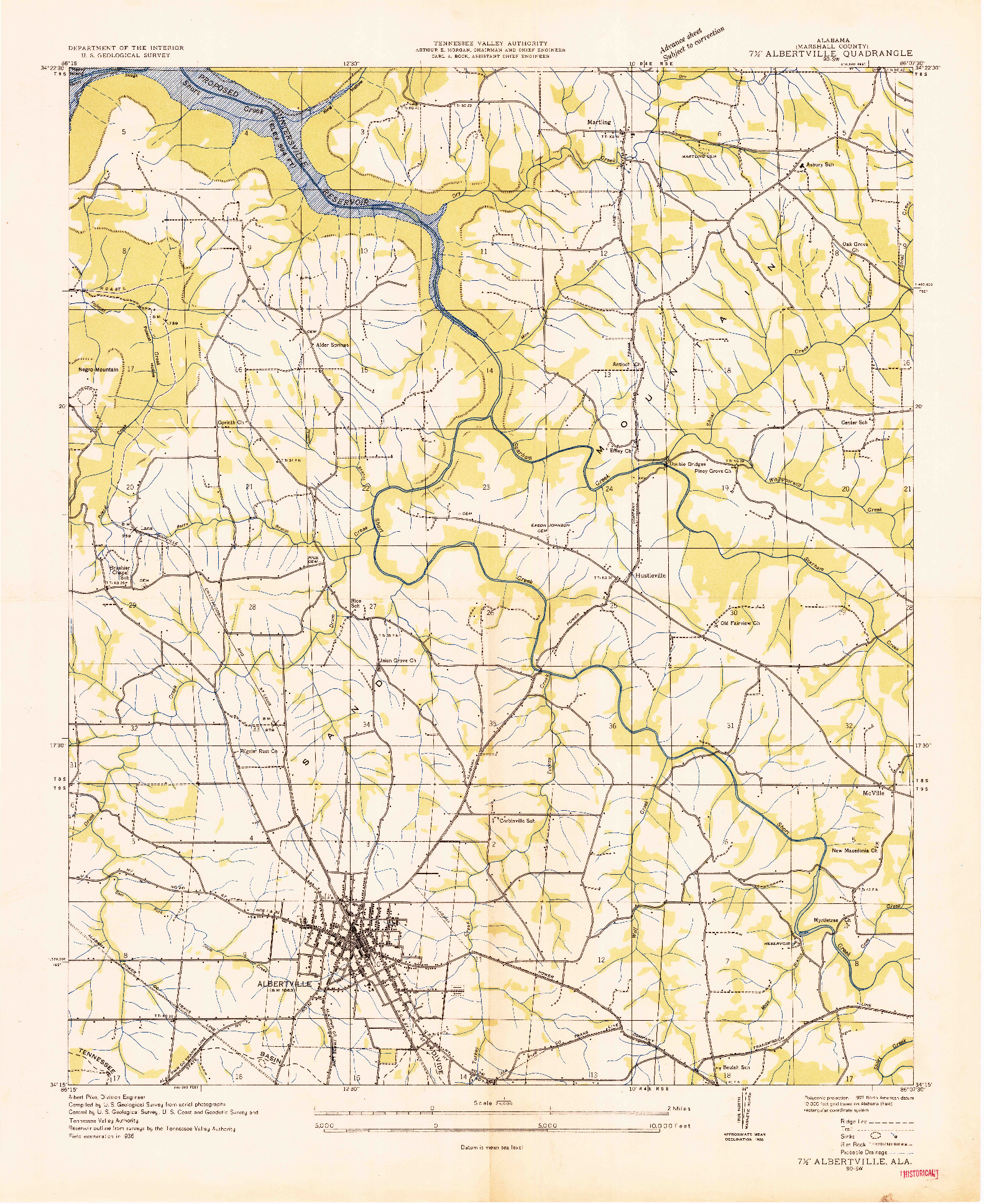 USGS 1:24000-SCALE QUADRANGLE FOR ALBERTVILLE, AL 1936