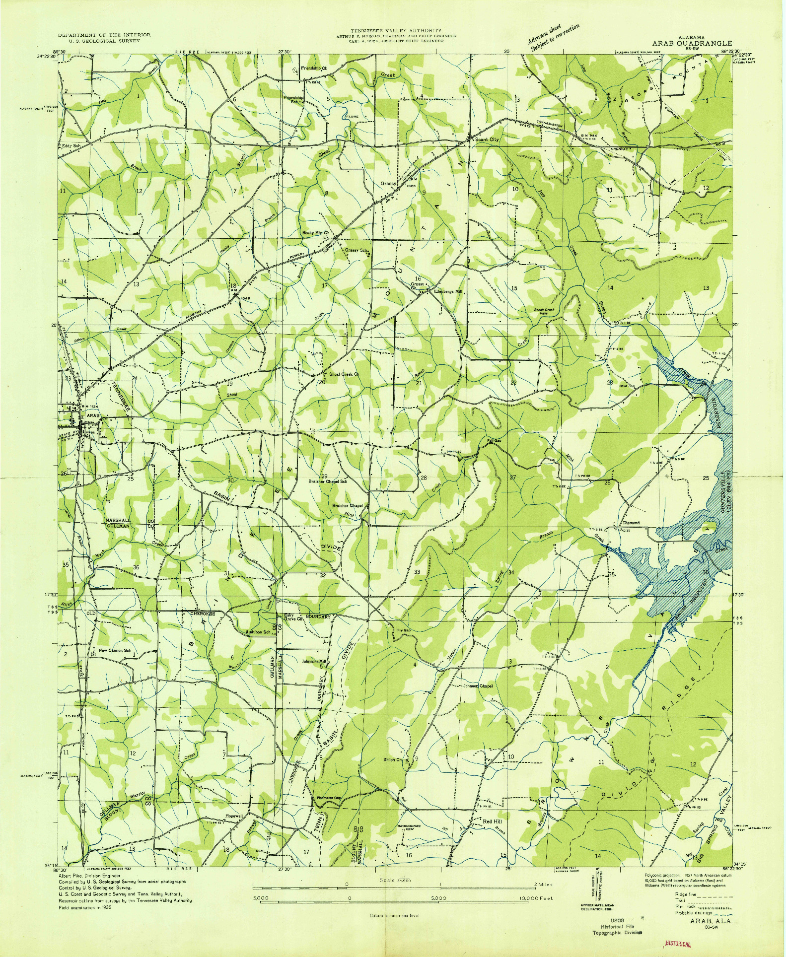 USGS 1:24000-SCALE QUADRANGLE FOR ARAB, AL 1936