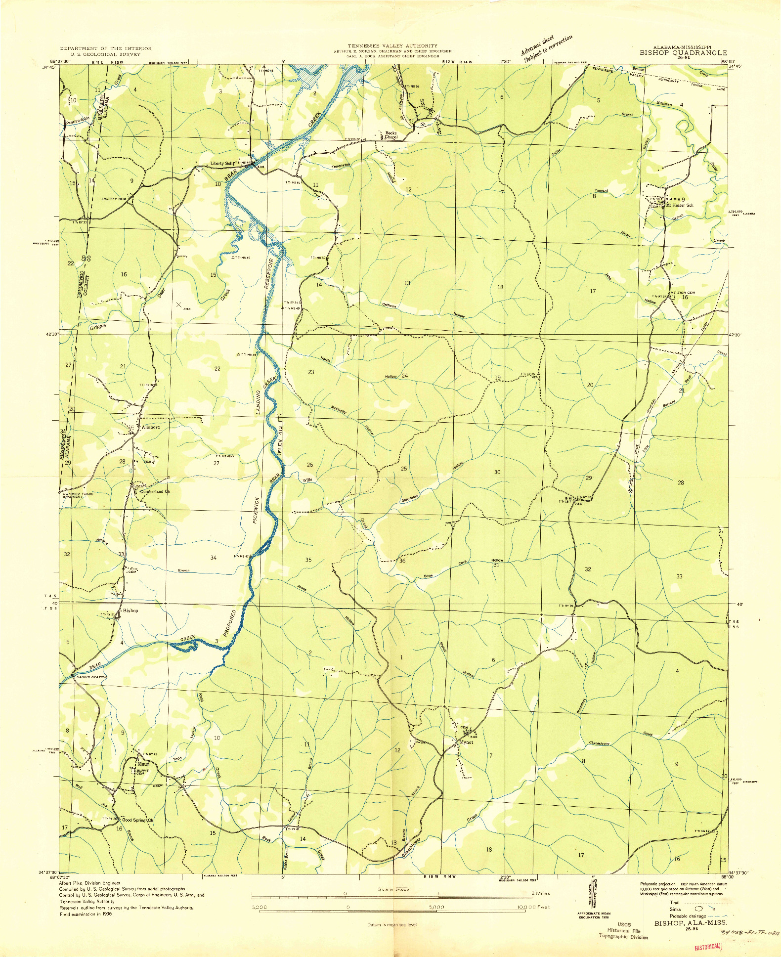 USGS 1:24000-SCALE QUADRANGLE FOR BISHOP, AL 1936