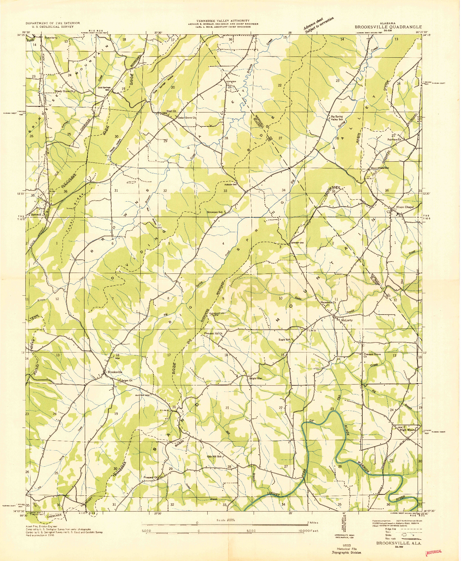 USGS 1:24000-SCALE QUADRANGLE FOR BROOKSVILLE, AL 1936