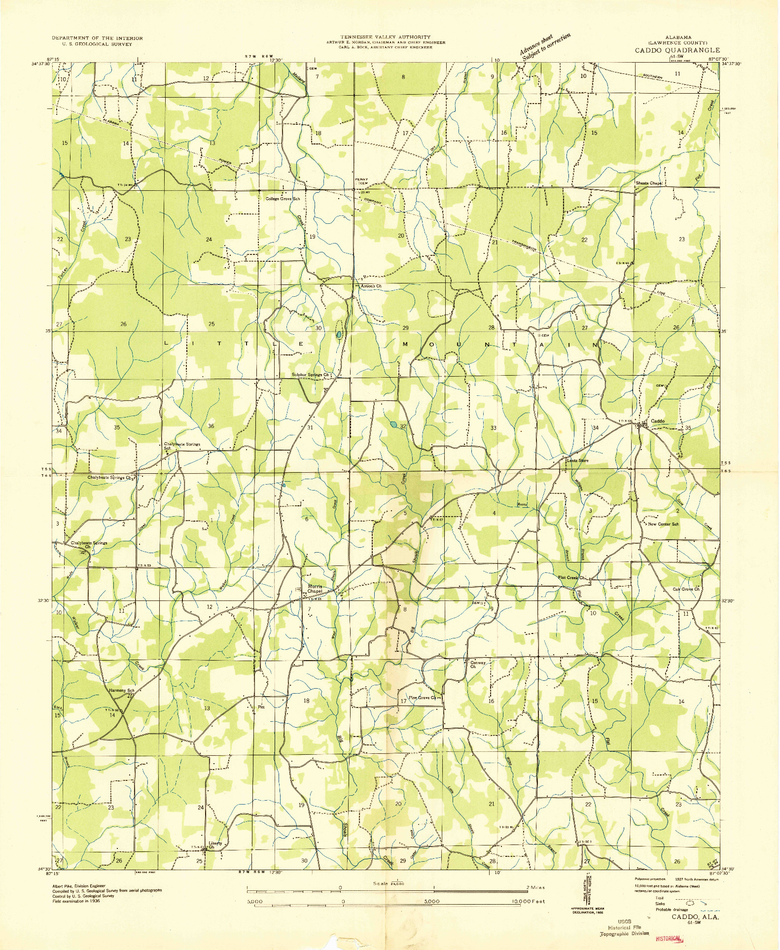 USGS 1:24000-SCALE QUADRANGLE FOR CADDO, AL 1936