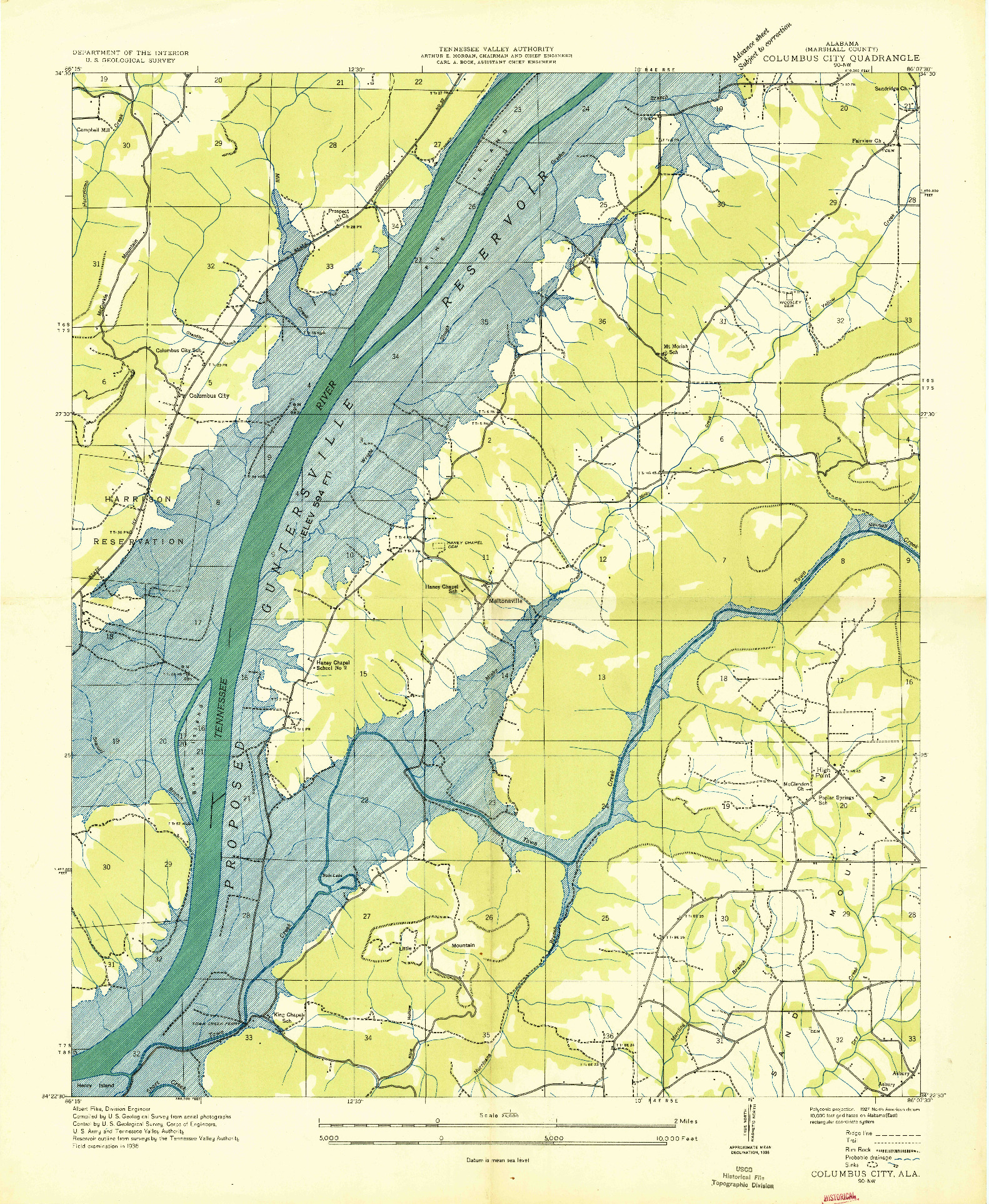 USGS 1:24000-SCALE QUADRANGLE FOR COLUMBUS CITY, AL 1936