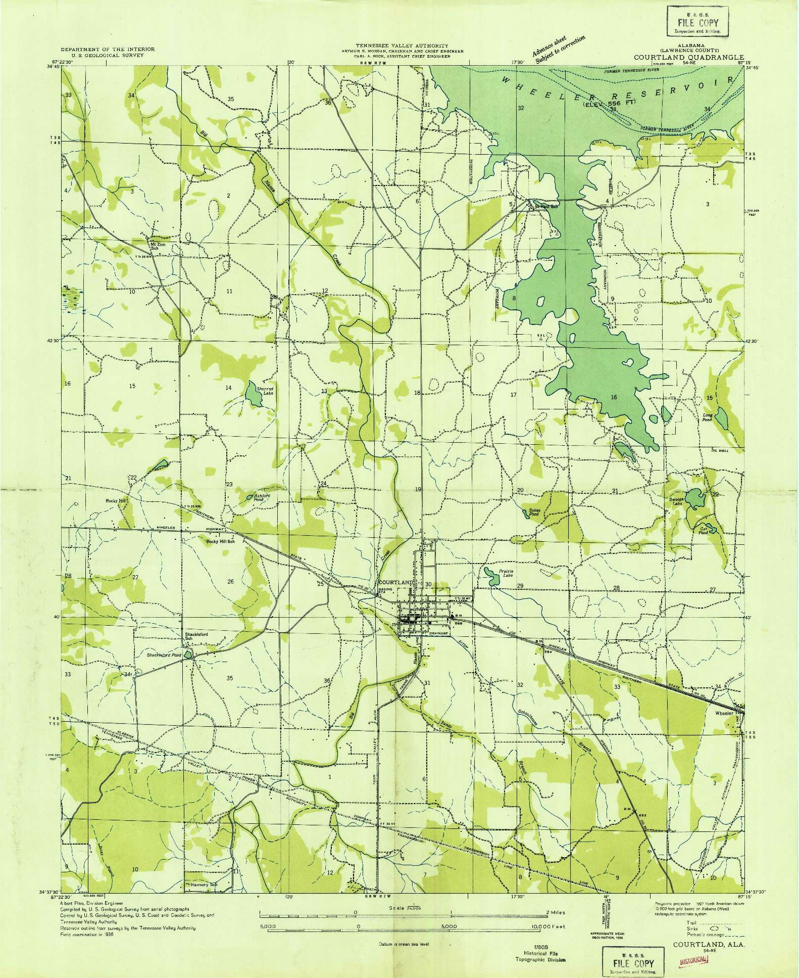 USGS 1:24000-SCALE QUADRANGLE FOR COURTLAND, AL 1936