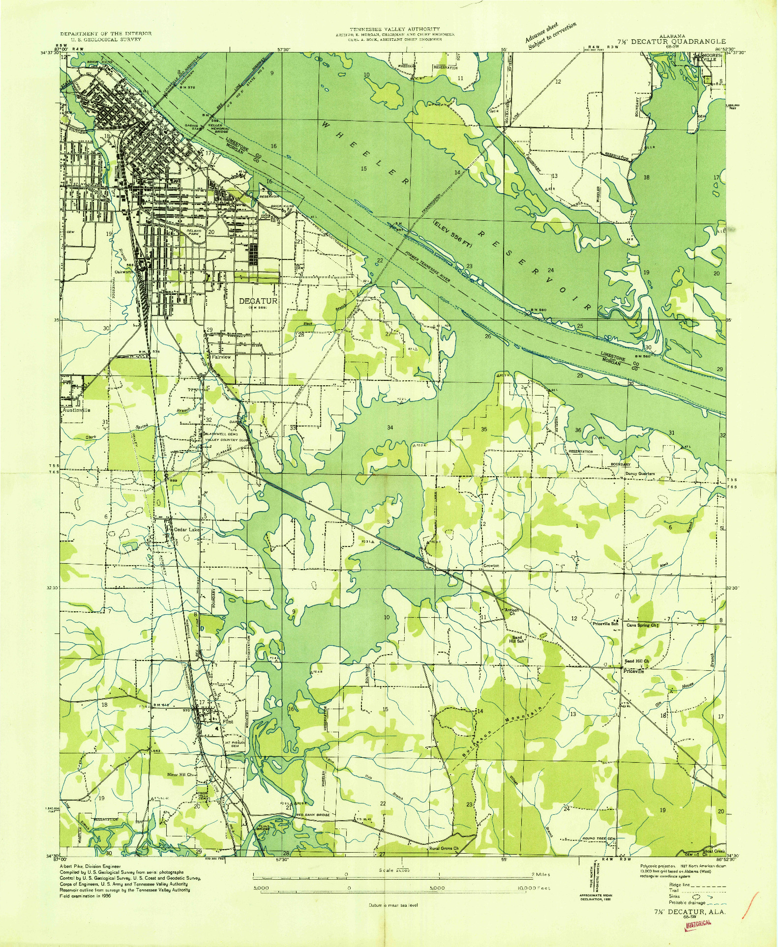 USGS 1:24000-SCALE QUADRANGLE FOR DECATUR, AL 1936