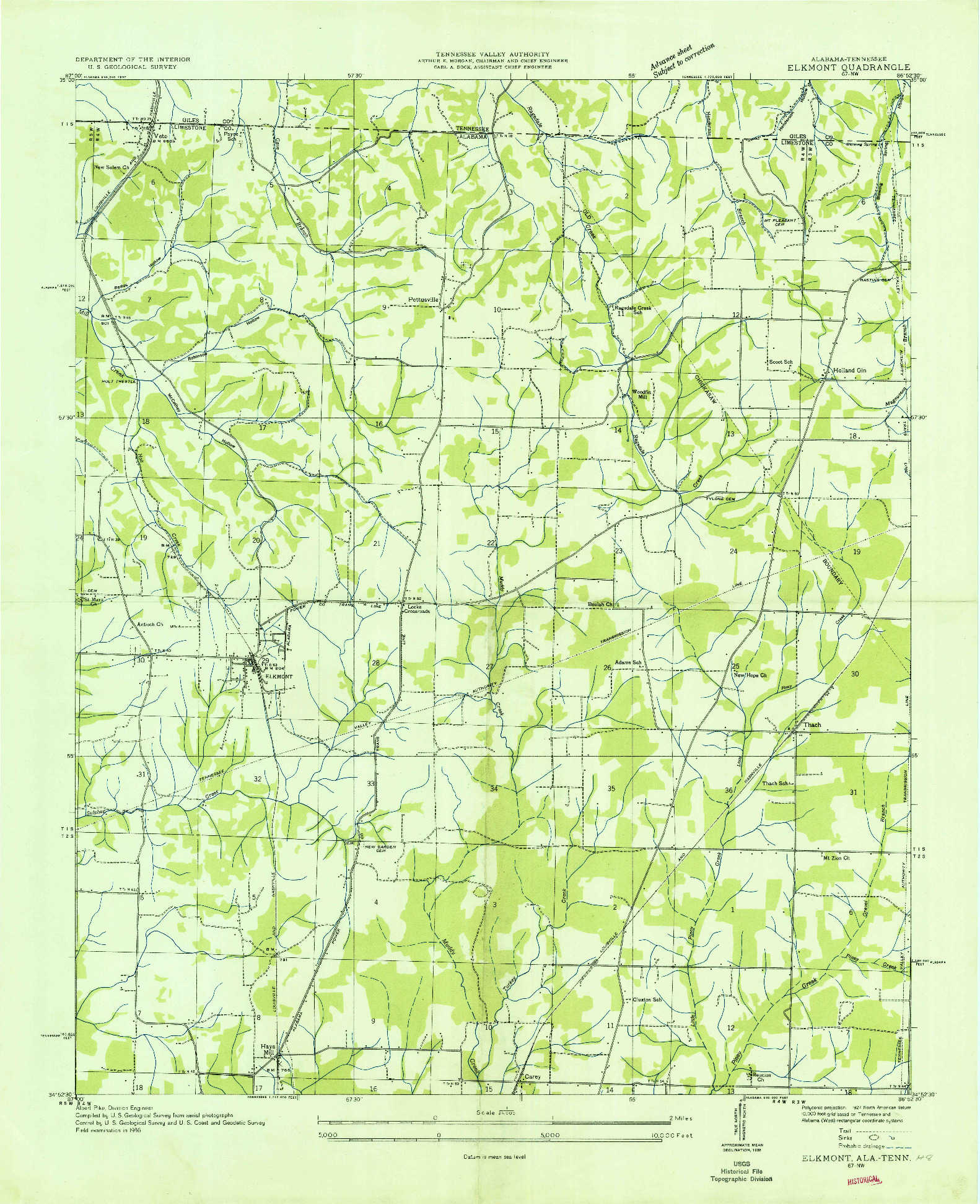 USGS 1:24000-SCALE QUADRANGLE FOR ELKMONT, AL 1936