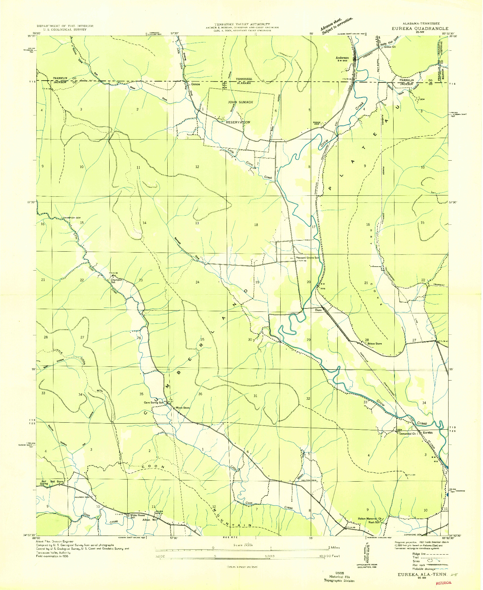 USGS 1:24000-SCALE QUADRANGLE FOR EUREKA, AL 1936