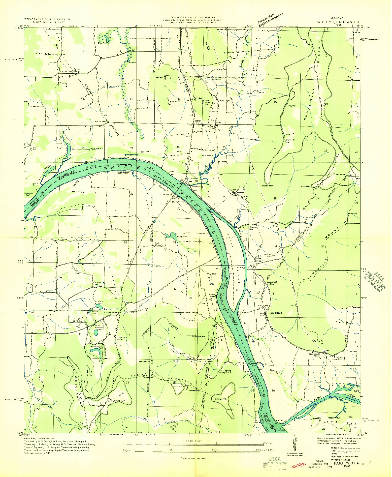 USGS 1:24000-SCALE QUADRANGLE FOR FARLEY, AL 1936