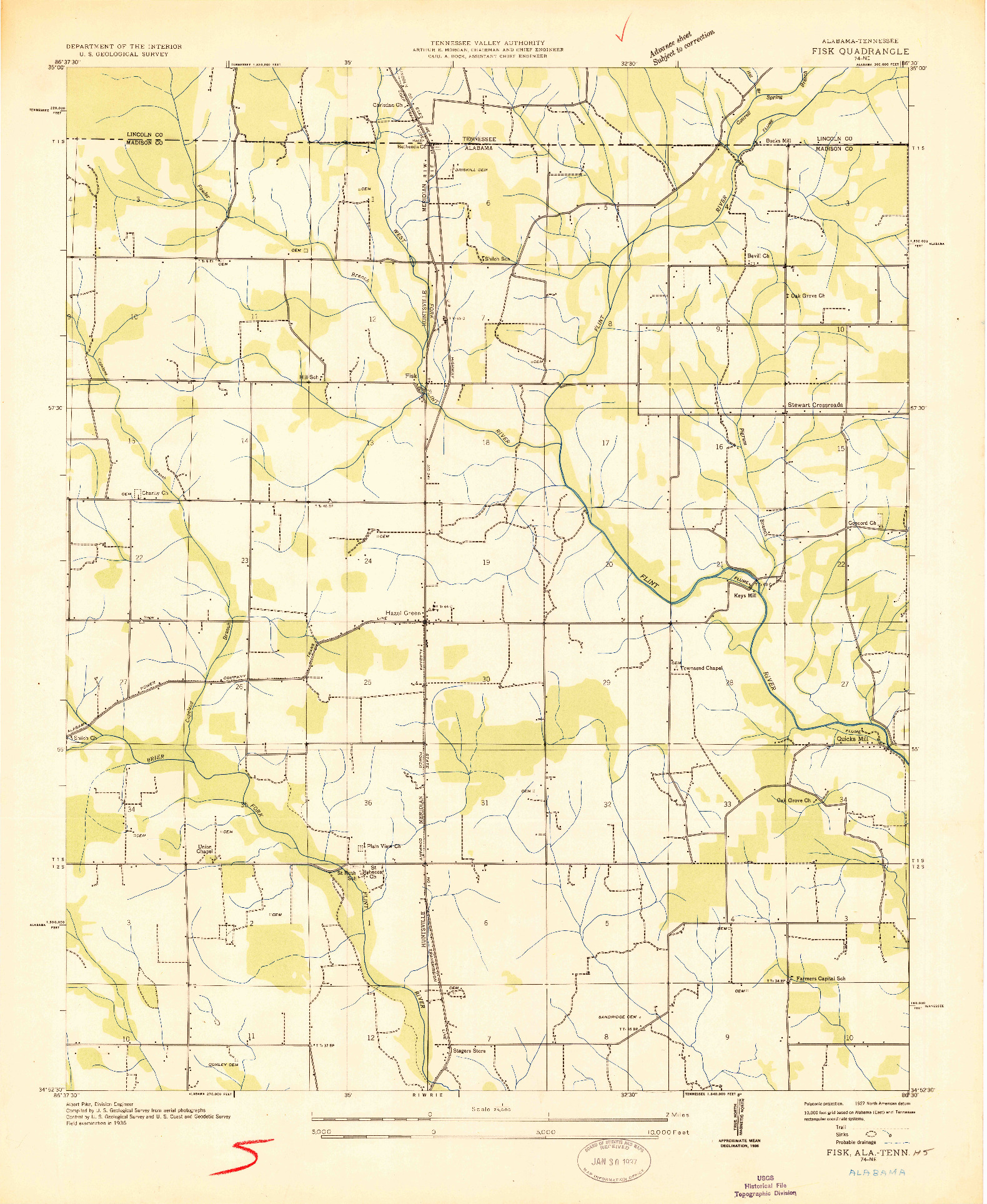 USGS 1:24000-SCALE QUADRANGLE FOR FISK, AL 1936