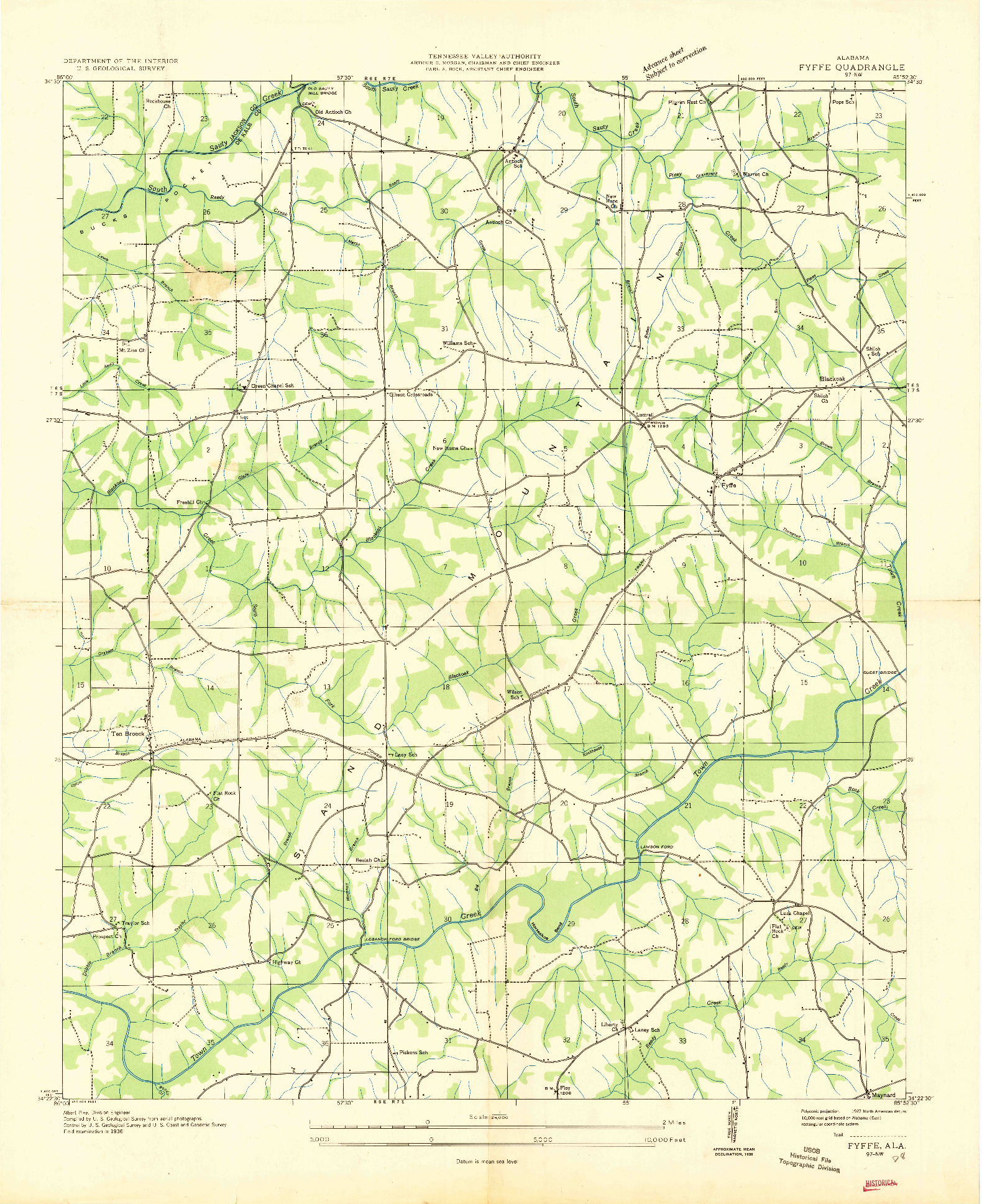 USGS 1:24000-SCALE QUADRANGLE FOR FYFFE, AL 1936