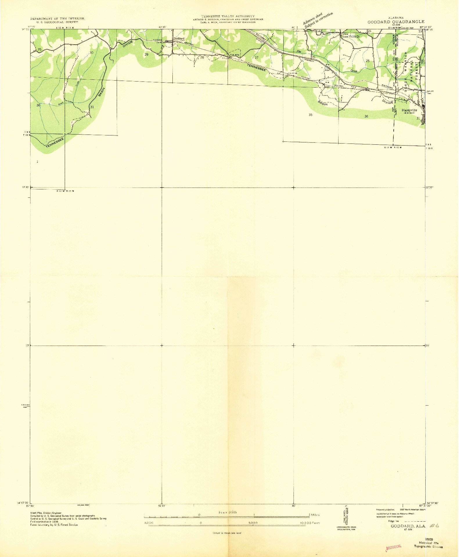 USGS 1:24000-SCALE QUADRANGLE FOR GODDARD, AL 1936