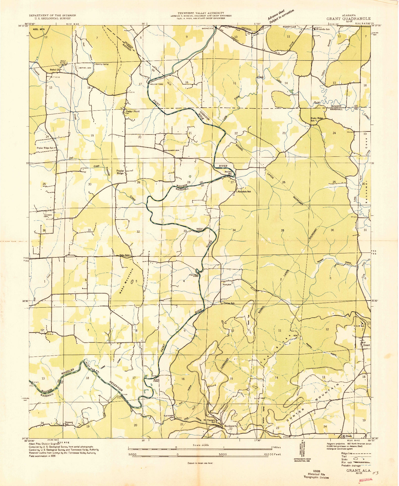 USGS 1:24000-SCALE QUADRANGLE FOR GRANT, AL 1936