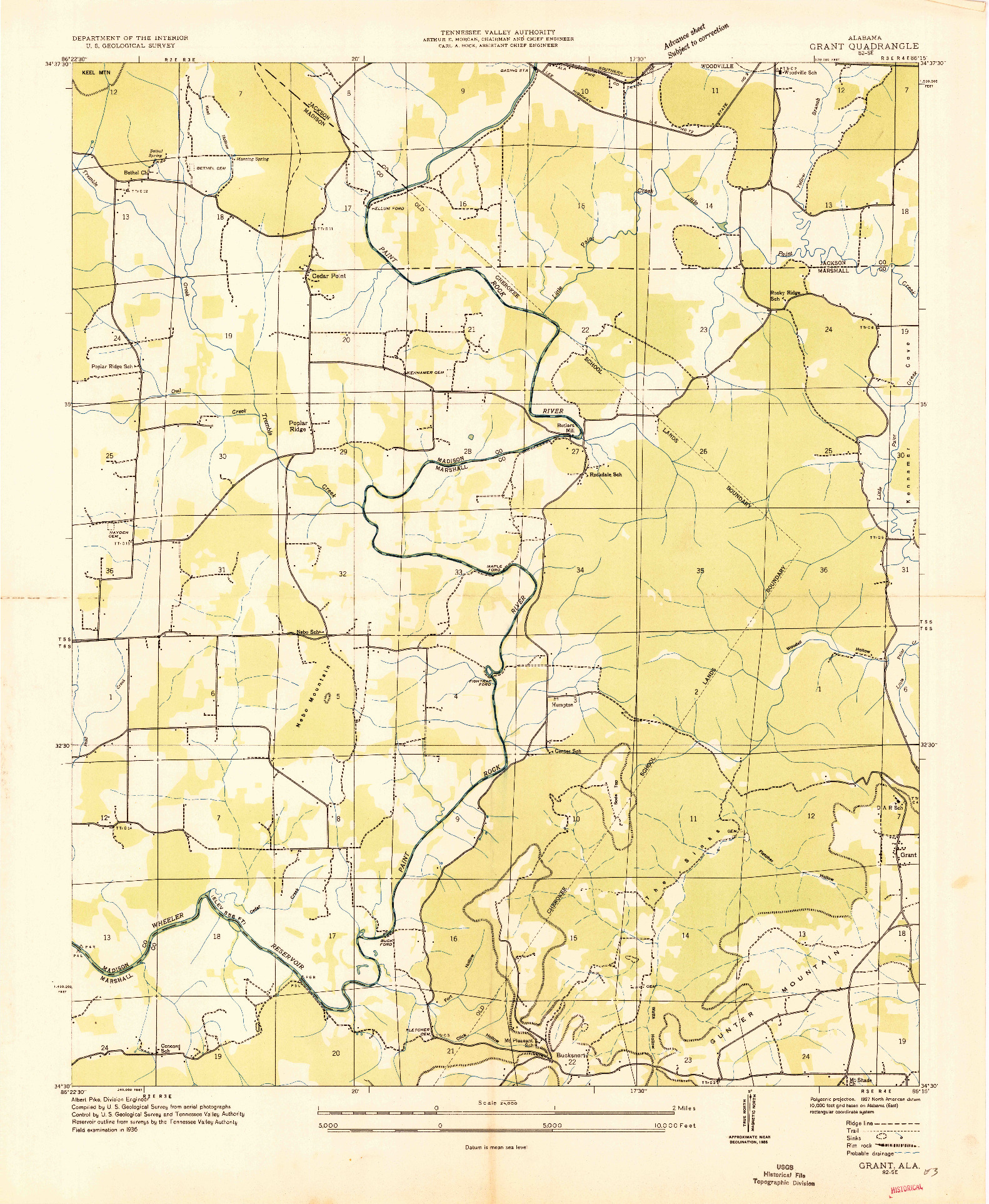 USGS 1:24000-SCALE QUADRANGLE FOR GRANT, AL 1936