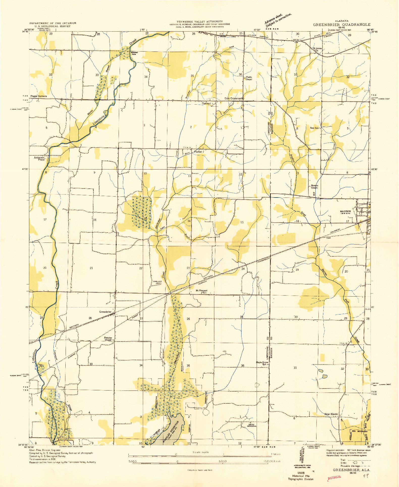 USGS 1:24000-SCALE QUADRANGLE FOR GREENBRIER, AL 1936