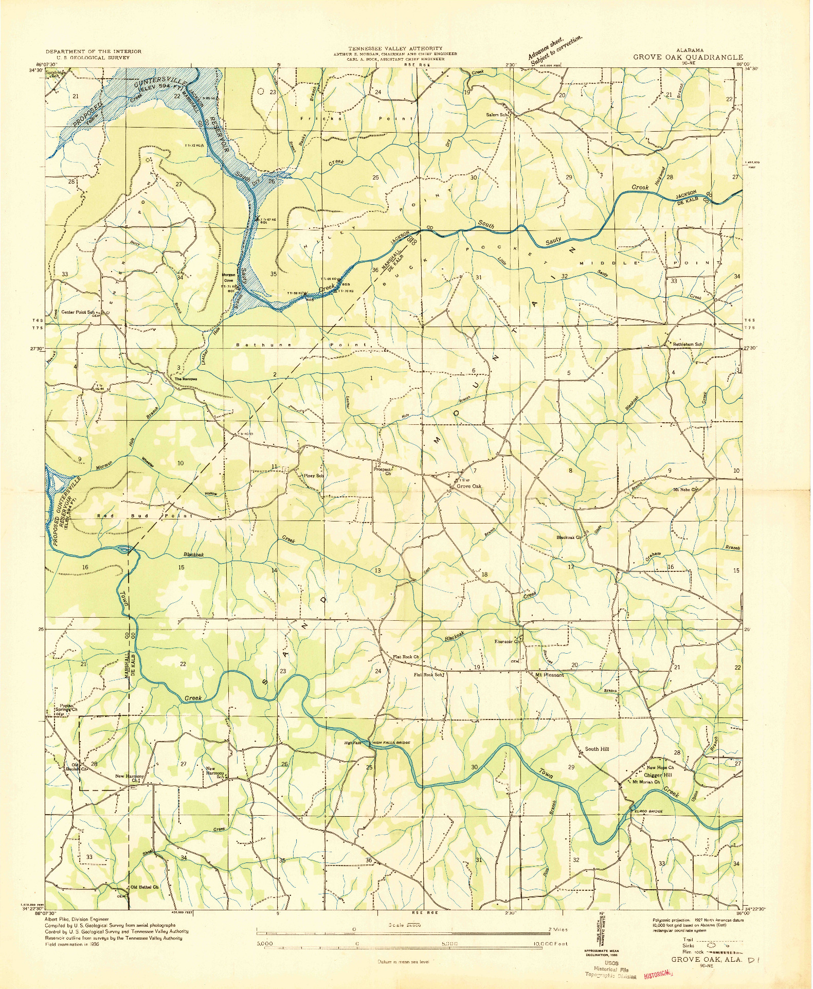 USGS 1:24000-SCALE QUADRANGLE FOR GROVE OAK, AL 1936