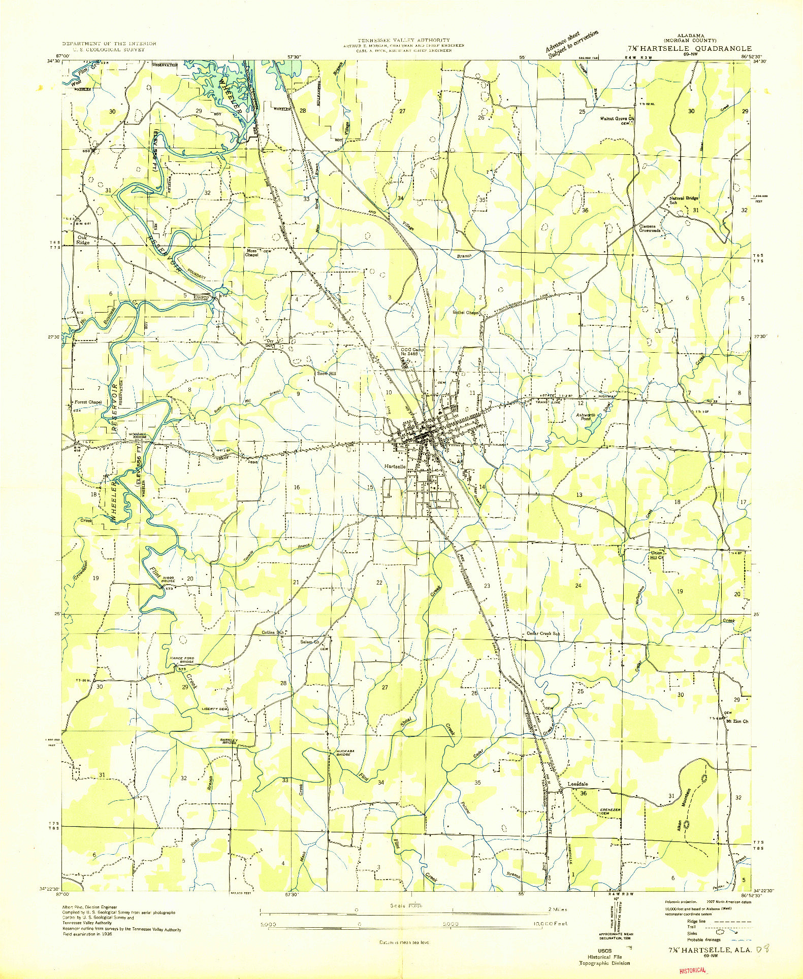 USGS 1:24000-SCALE QUADRANGLE FOR HARTSELLE, AL 1936