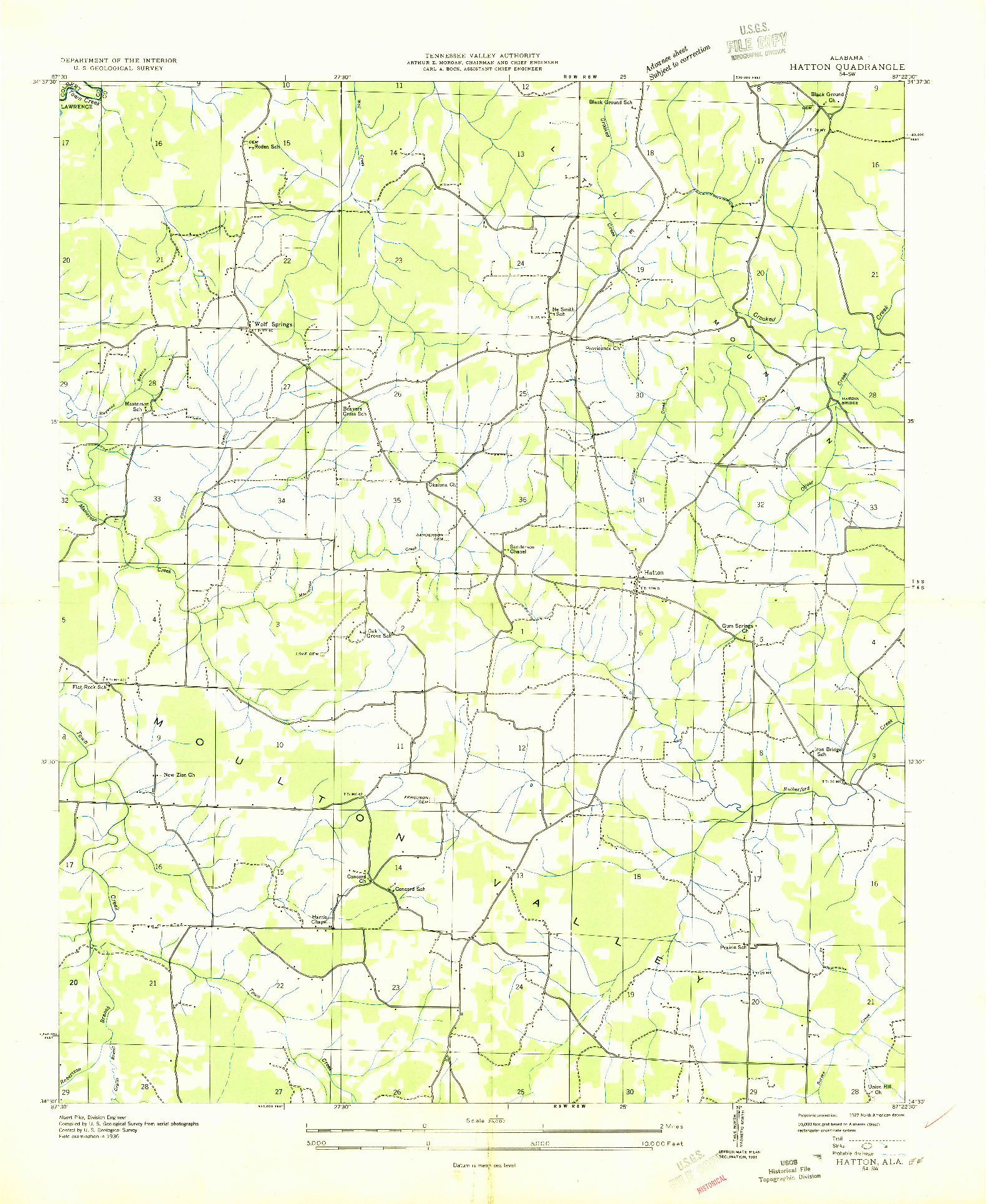 USGS 1:24000-SCALE QUADRANGLE FOR HATTON, AL 1936