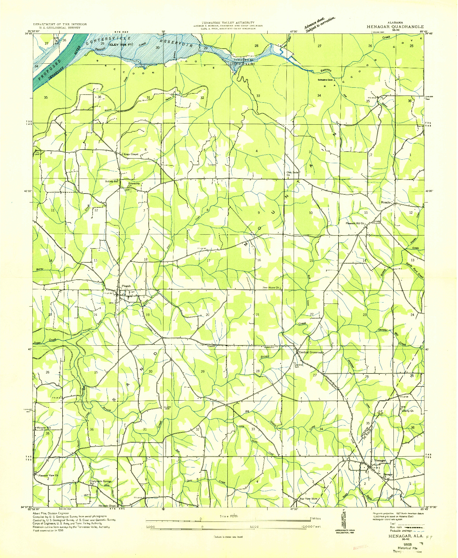 USGS 1:24000-SCALE QUADRANGLE FOR HENAGAR, AL 1936