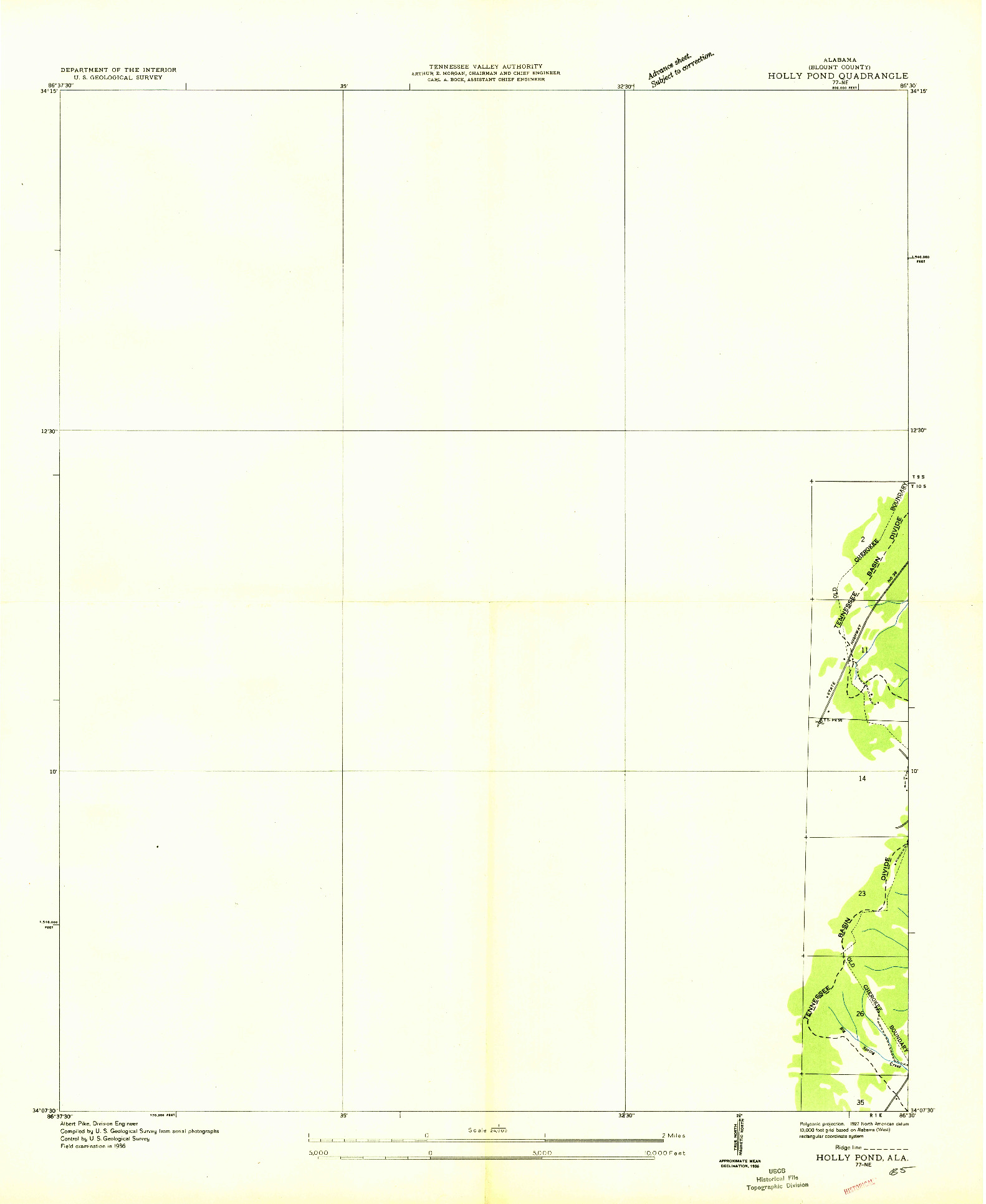 USGS 1:24000-SCALE QUADRANGLE FOR HOLLY POND, AL 1936