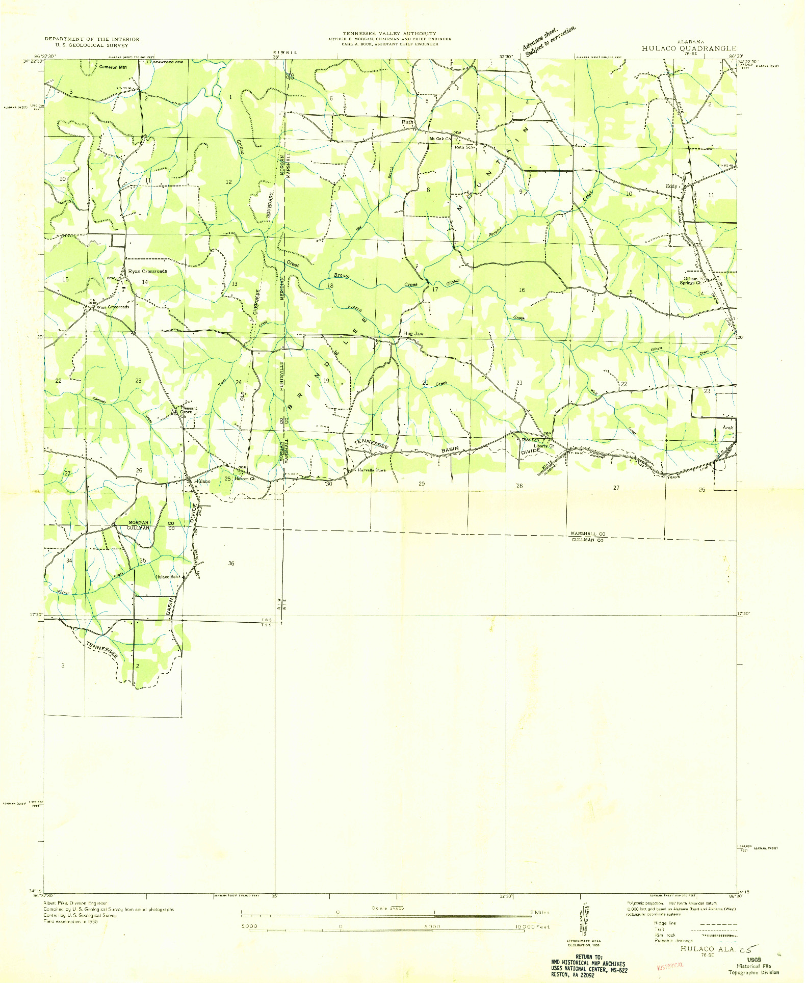 USGS 1:24000-SCALE QUADRANGLE FOR HULACO, AL 1936