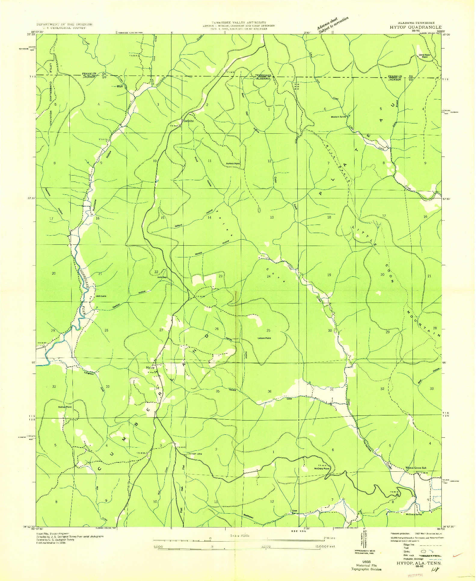 USGS 1:24000-SCALE QUADRANGLE FOR HYTOP, AL 1936