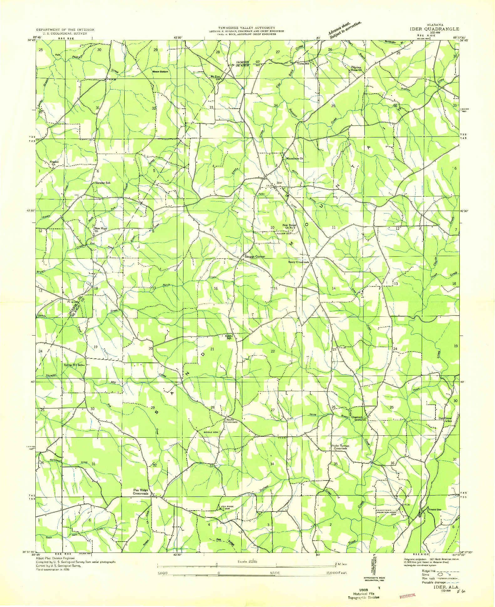USGS 1:24000-SCALE QUADRANGLE FOR IDER, AL 1936