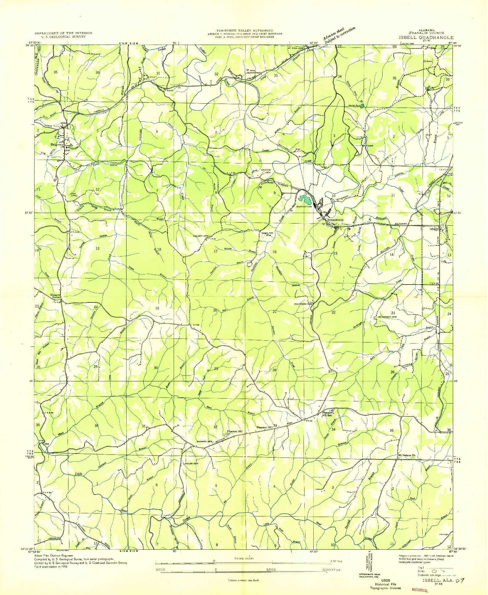USGS 1:24000-SCALE QUADRANGLE FOR ISBELL, AL 1936