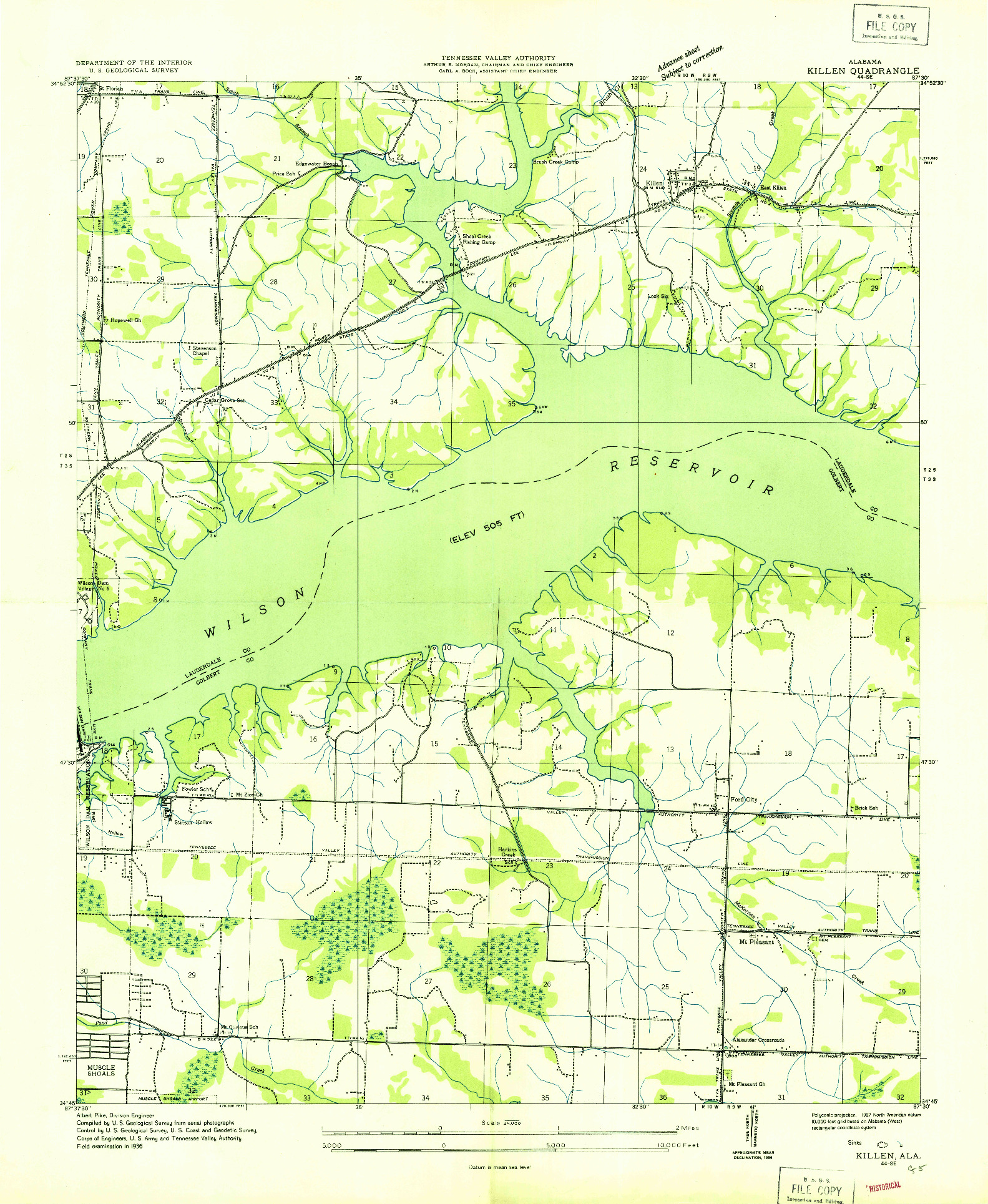 USGS 1:24000-SCALE QUADRANGLE FOR KILLEN, AL 1936
