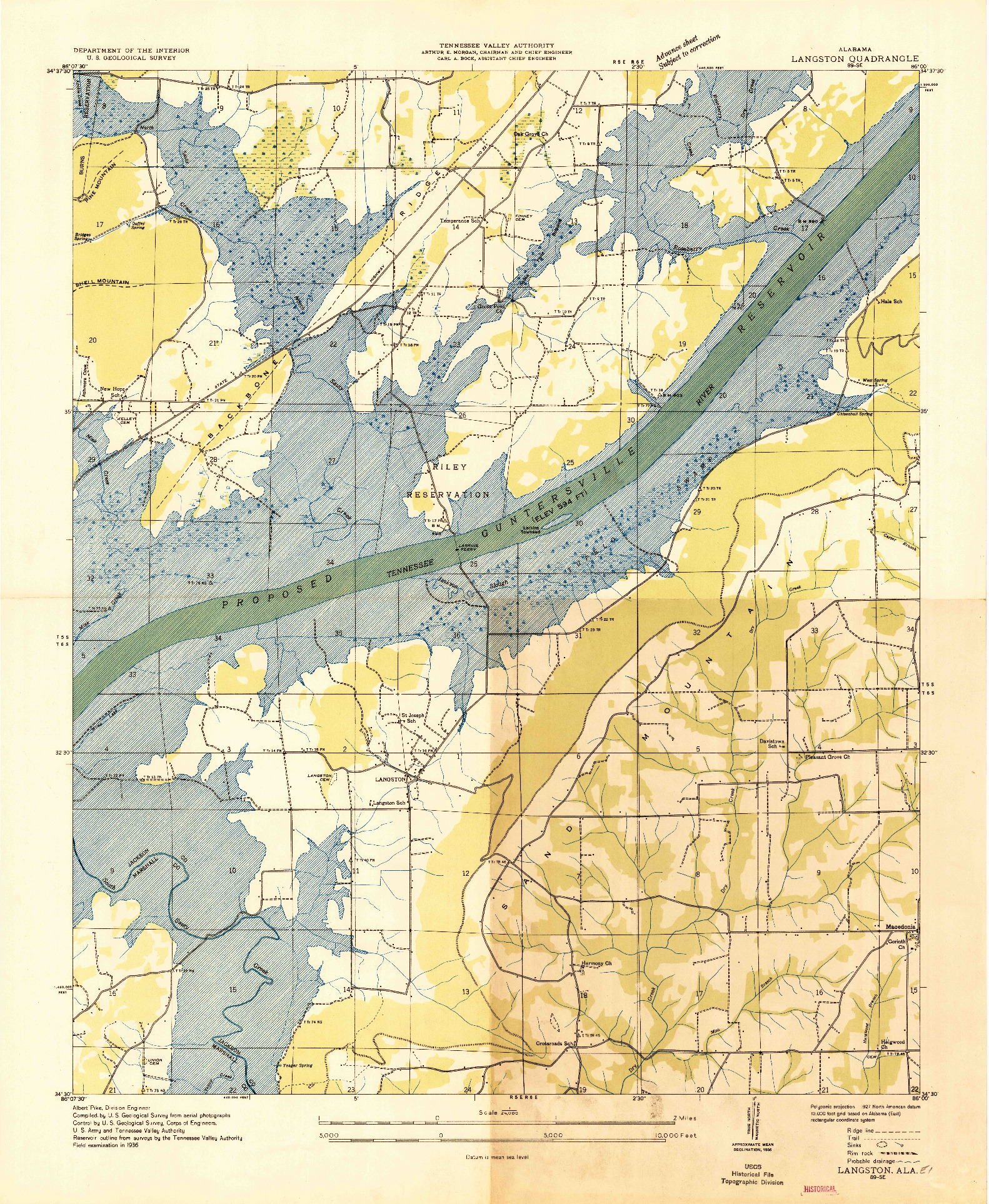 USGS 1:24000-SCALE QUADRANGLE FOR LANGSTON, AL 1936