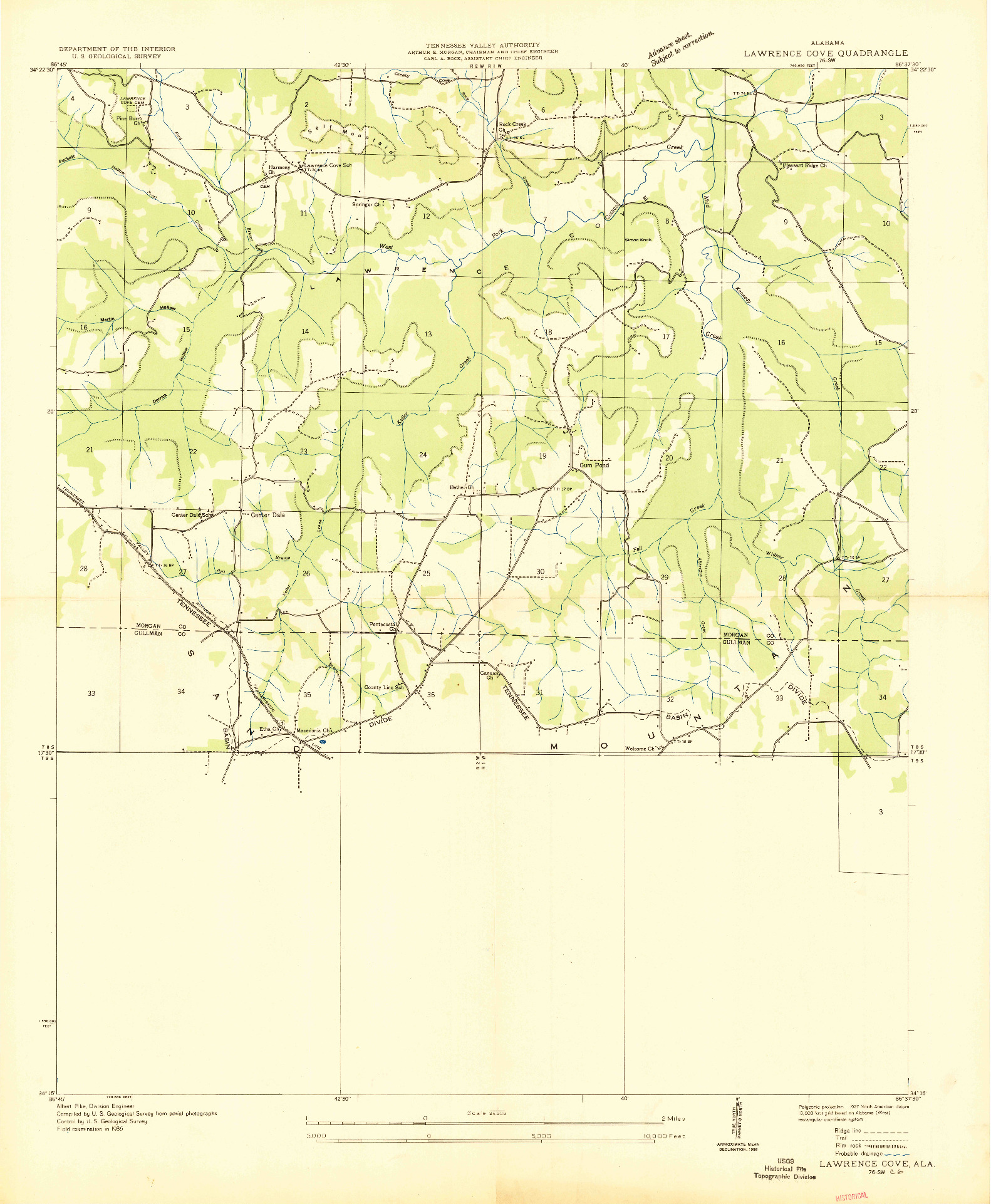 USGS 1:24000-SCALE QUADRANGLE FOR LAWRENCE COVE, AL 1936
