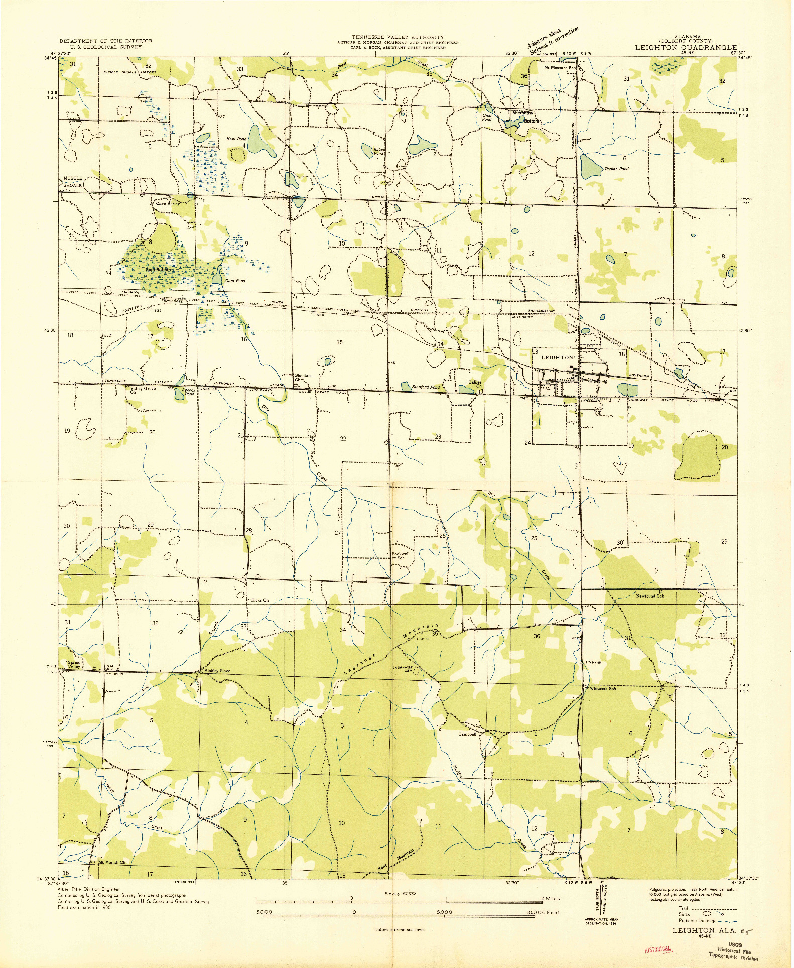 USGS 1:24000-SCALE QUADRANGLE FOR LEIGHTON, AL 1936
