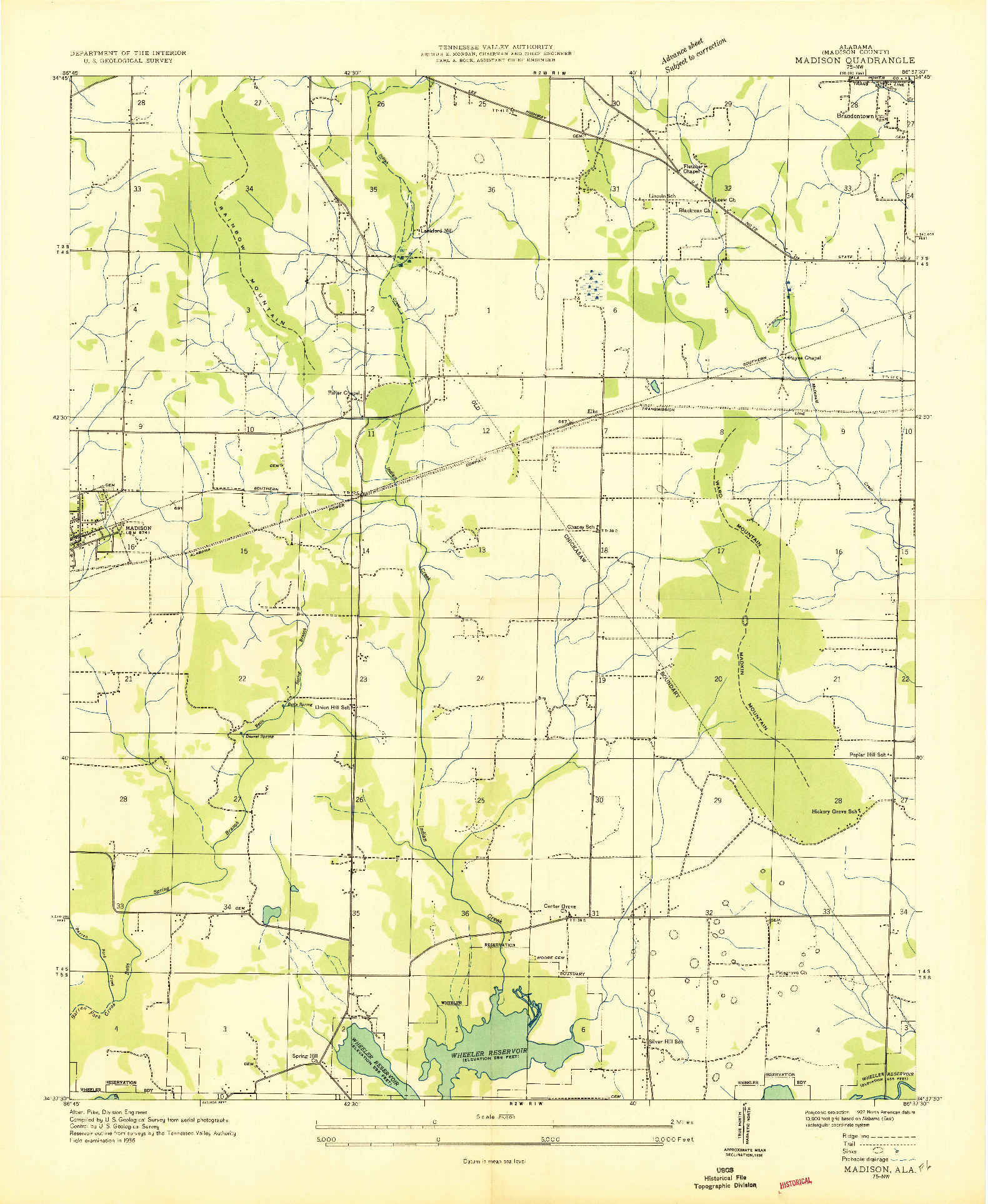 USGS 1:24000-SCALE QUADRANGLE FOR MADISON, AL 1936