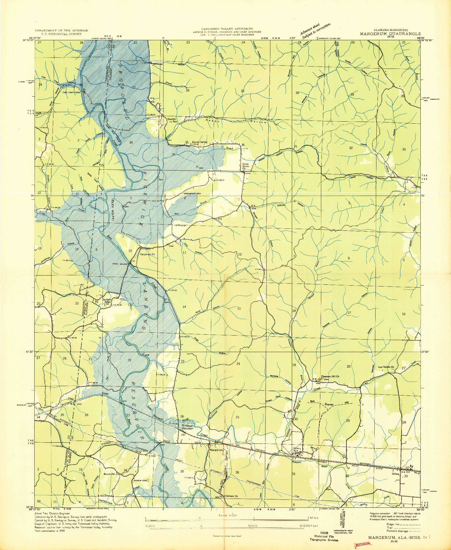 USGS 1:24000-SCALE QUADRANGLE FOR MARGERUM, AL 1936