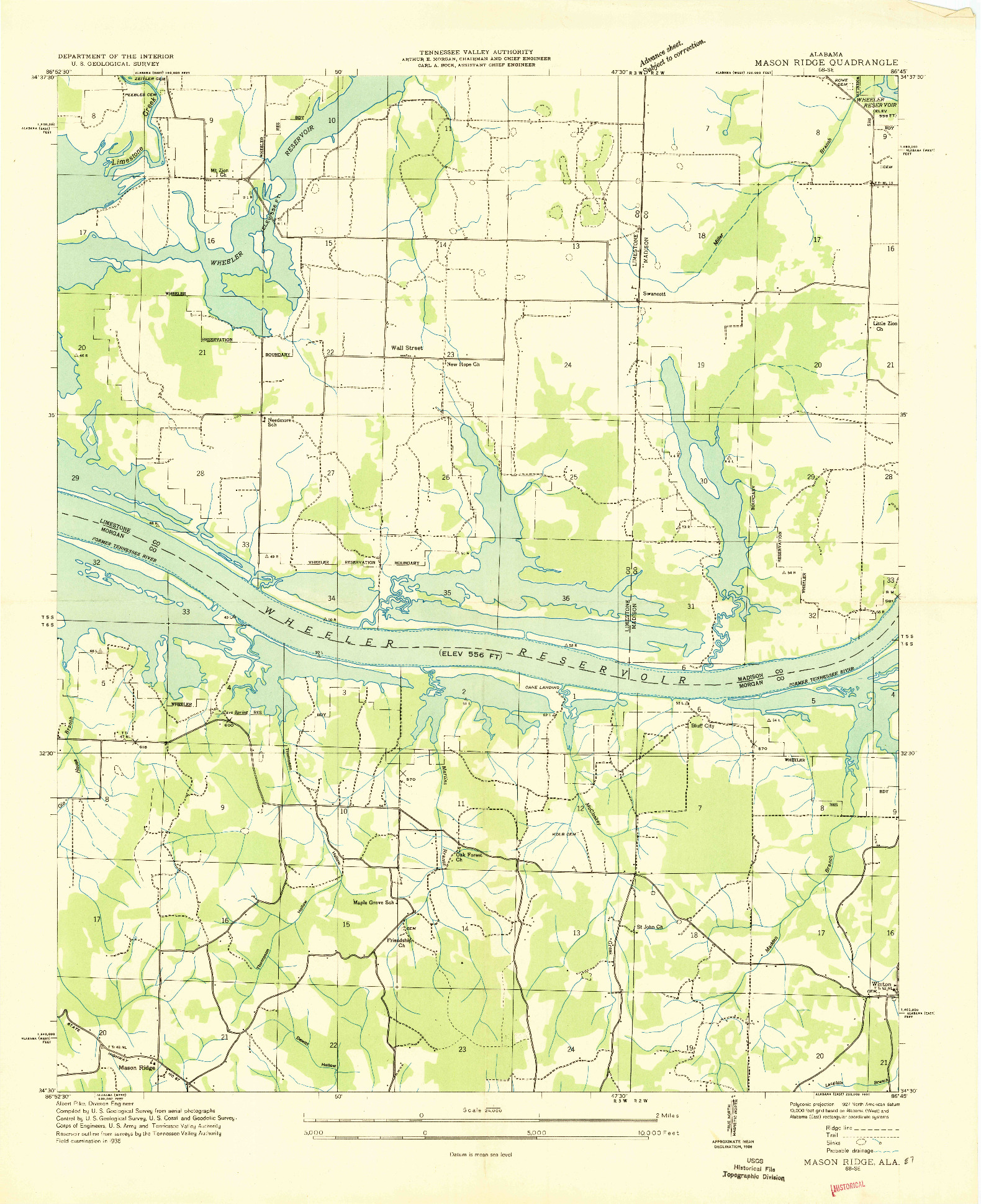 USGS 1:24000-SCALE QUADRANGLE FOR MASON RIDGE, AL 1936